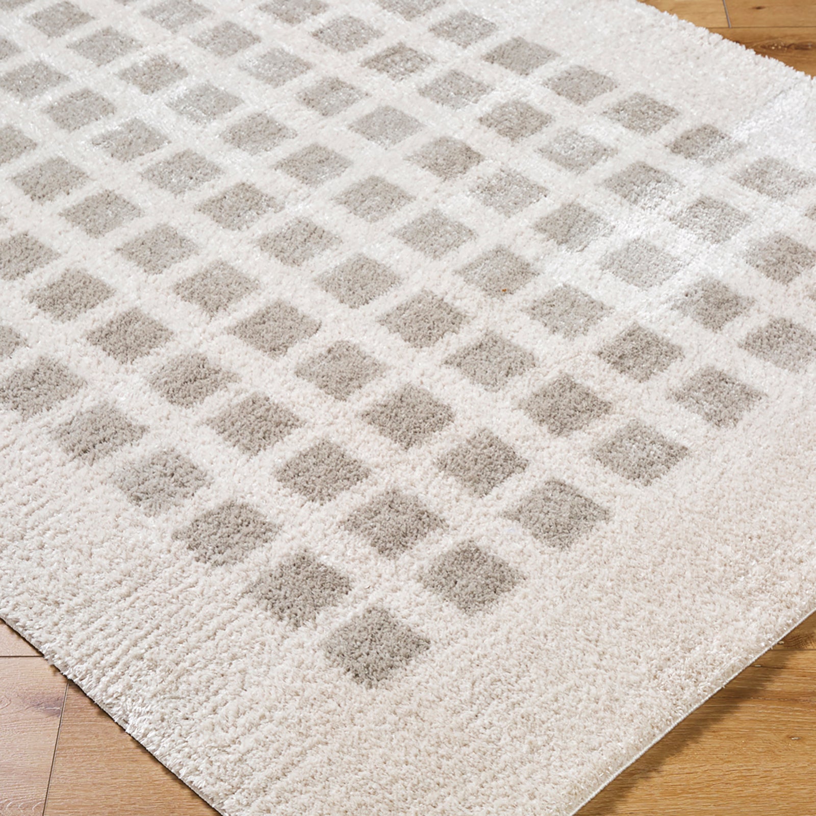 LAURINE Machine Washable Modern Shaggy Medium Grey Area Rug