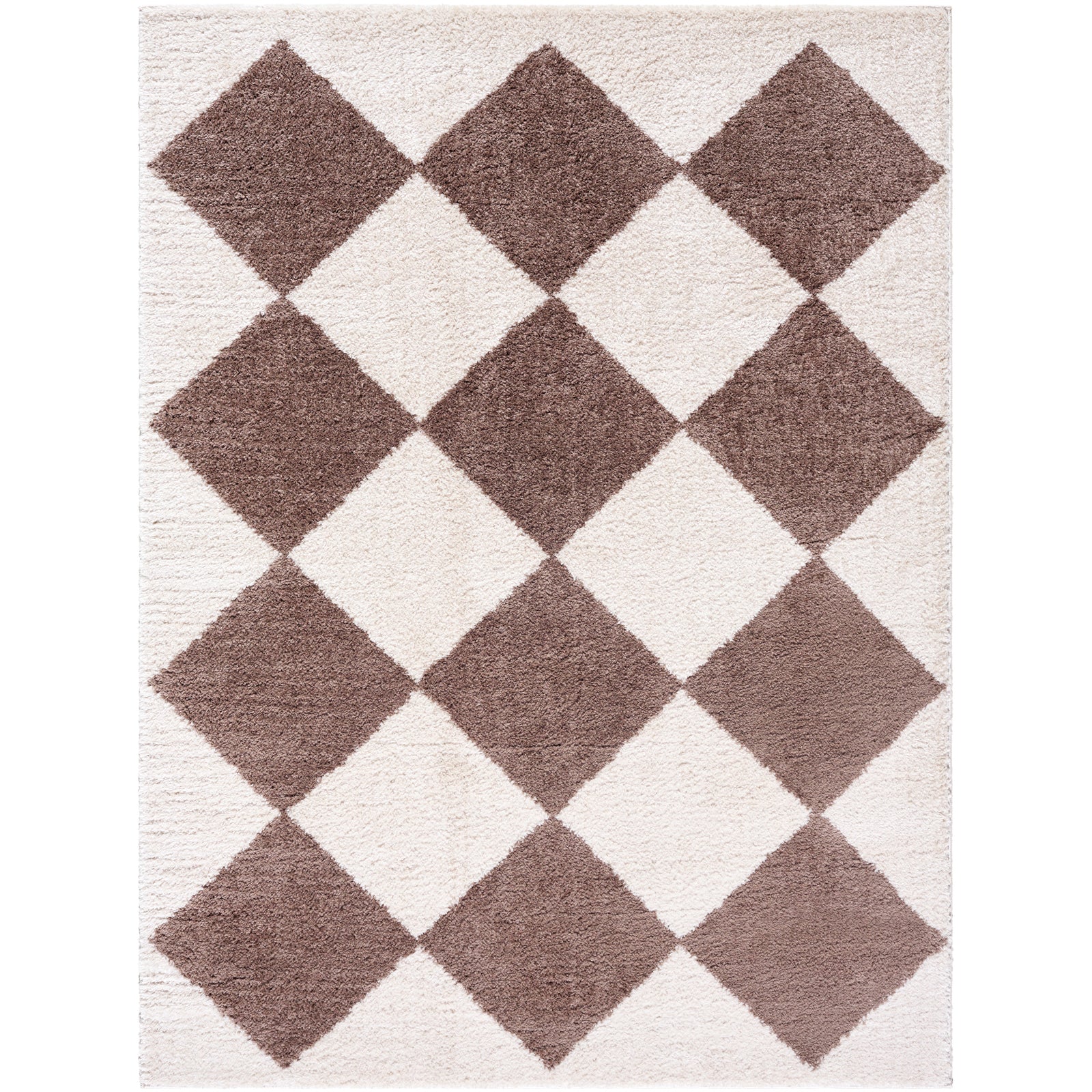 DELINE Machine Washable Modern Shaggy Dark Brown Area Rug