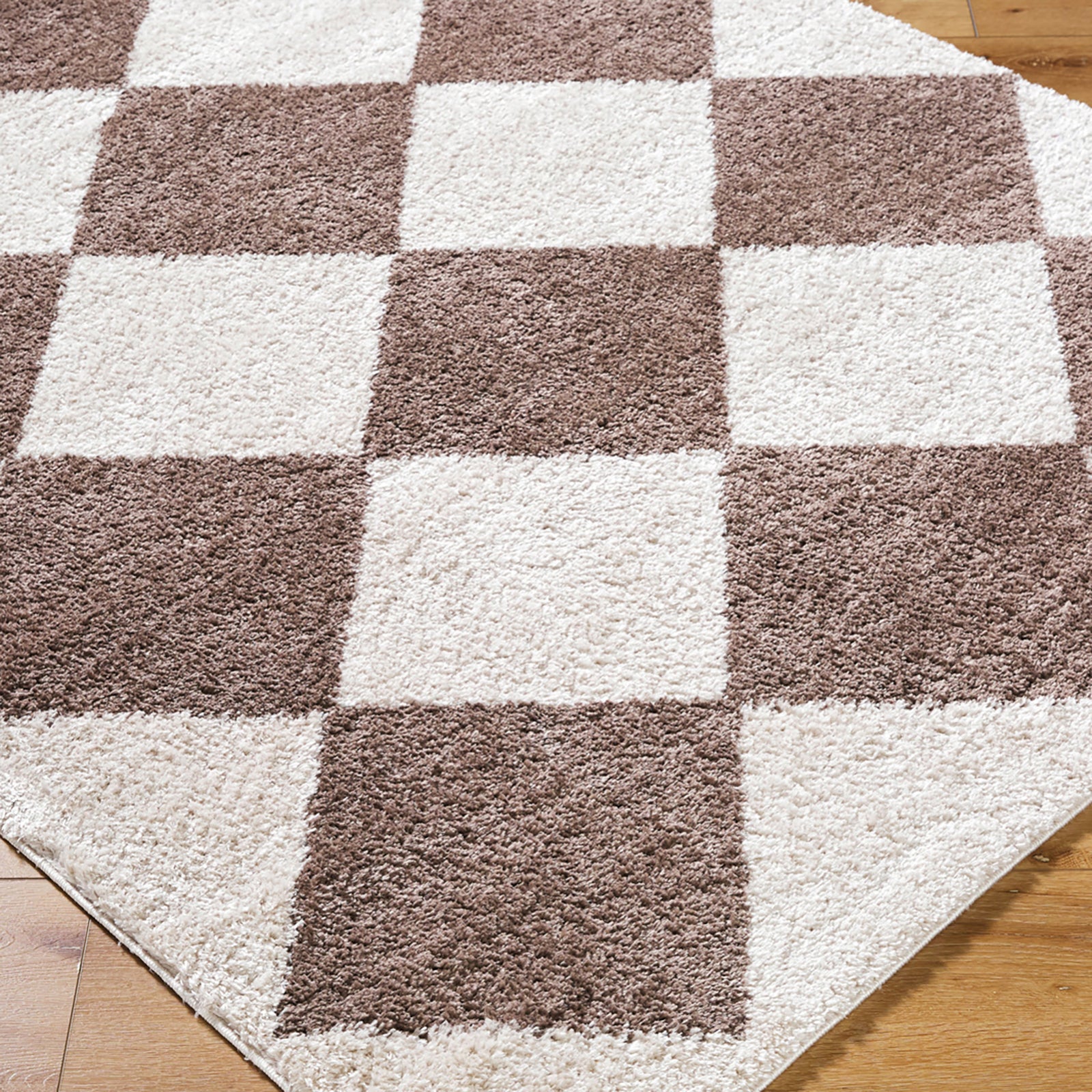 DELINE Machine Washable Modern Shaggy Dark Brown Area Rug