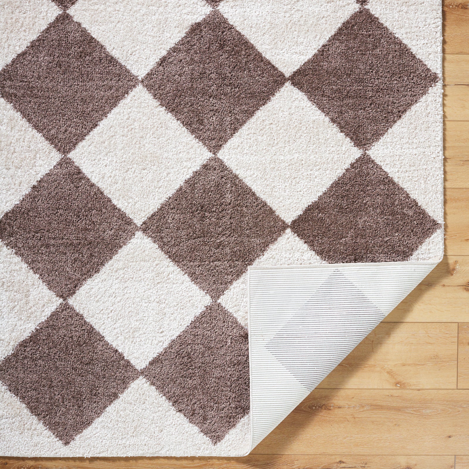 DELINE Machine Washable Modern Shaggy Dark Brown Area Rug