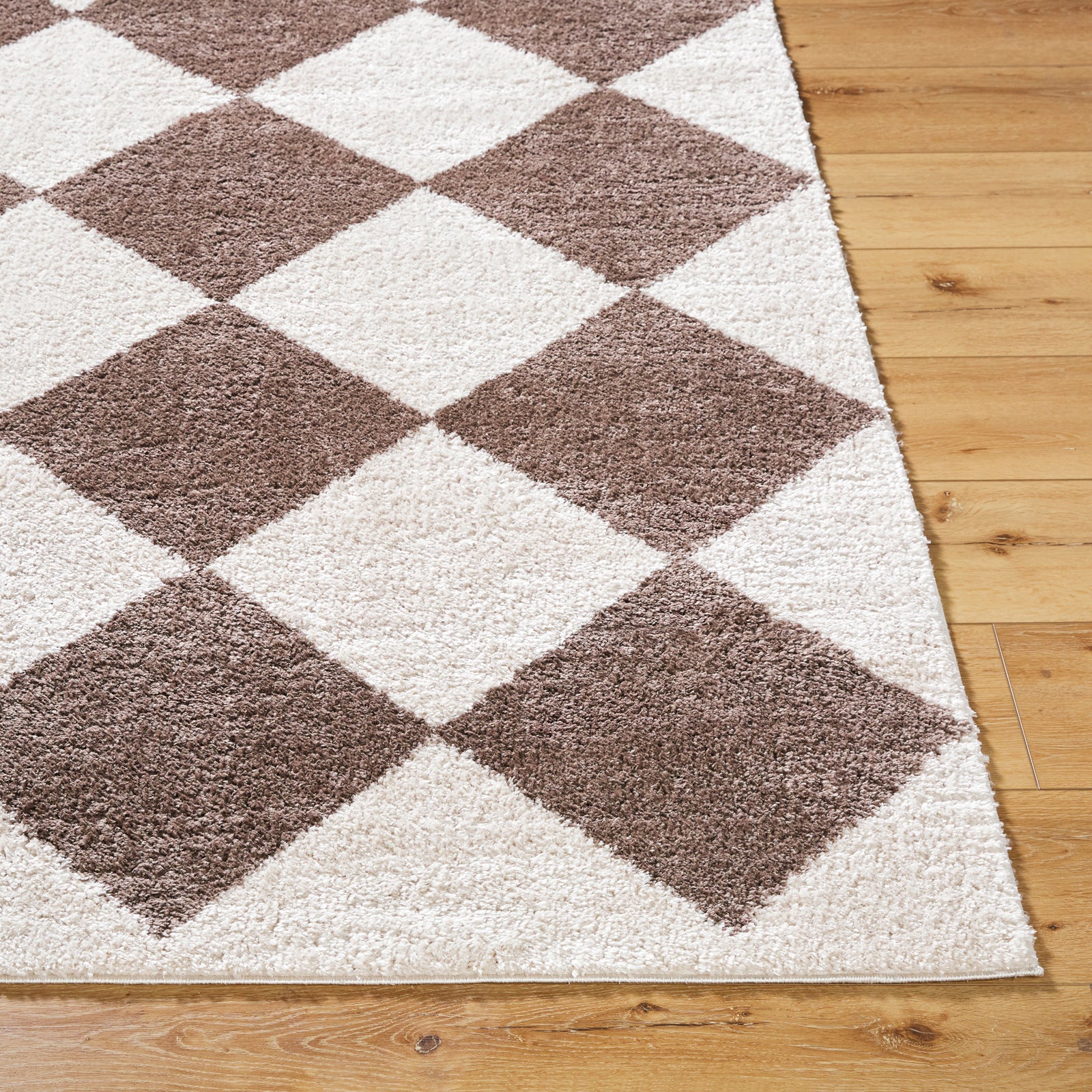 DELINE Machine Washable Modern Shaggy Dark Brown Area Rug
