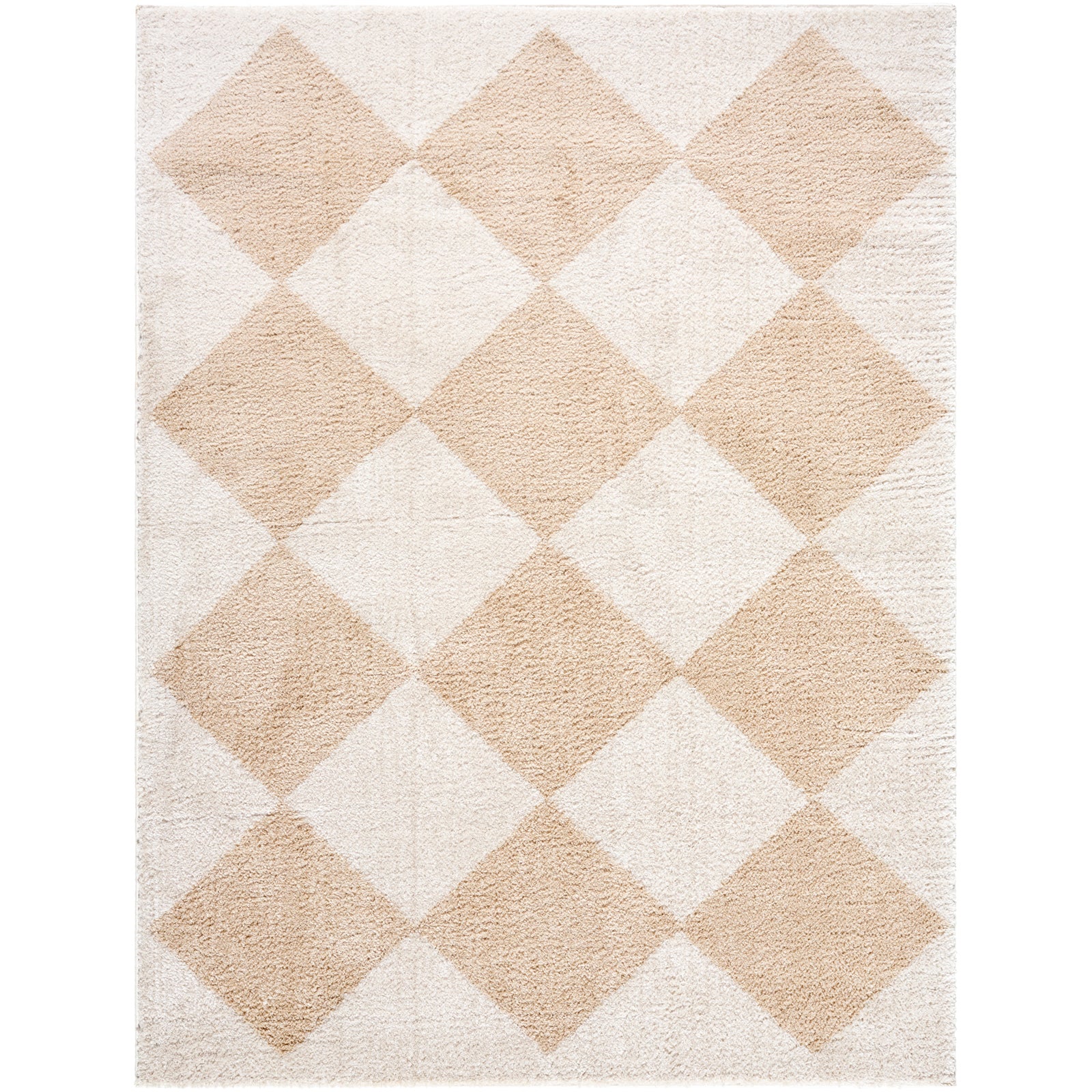 DELINE Machine Washable Modern Shaggy Beige Area Rug
