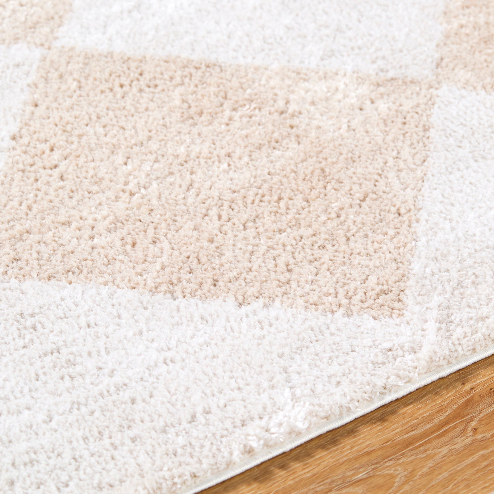 DELINE Machine Washable Modern Shaggy Beige Area Rug
