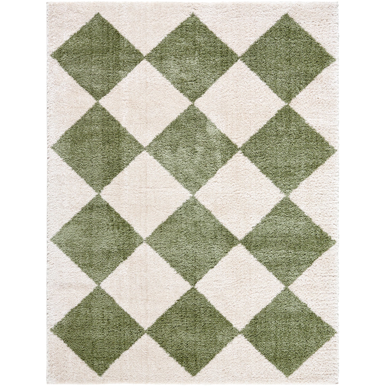 DELINE Machine Washable Modern Shaggy Grass Green Area Rug