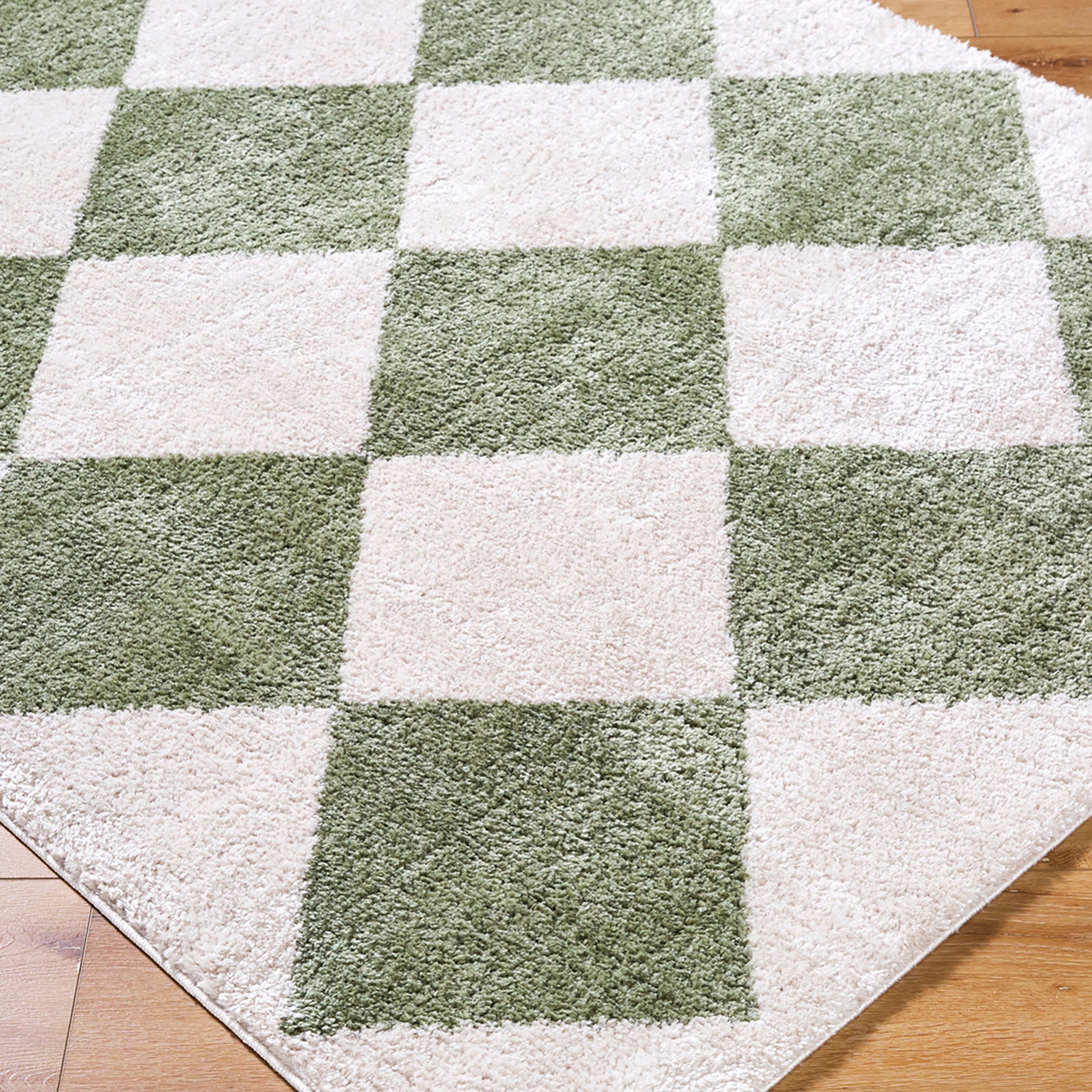 DELINE Machine Washable Modern Shaggy Grass Green Area Rug