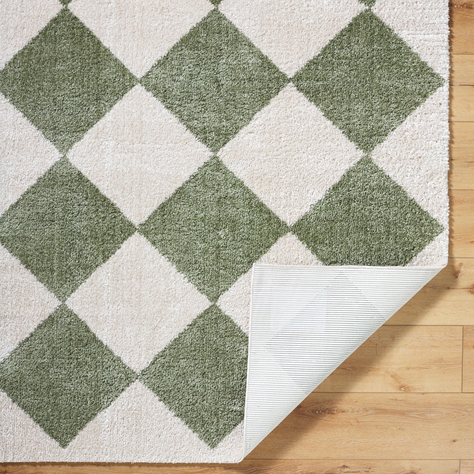 DELINE Machine Washable Modern Shaggy Grass Green Area Rug