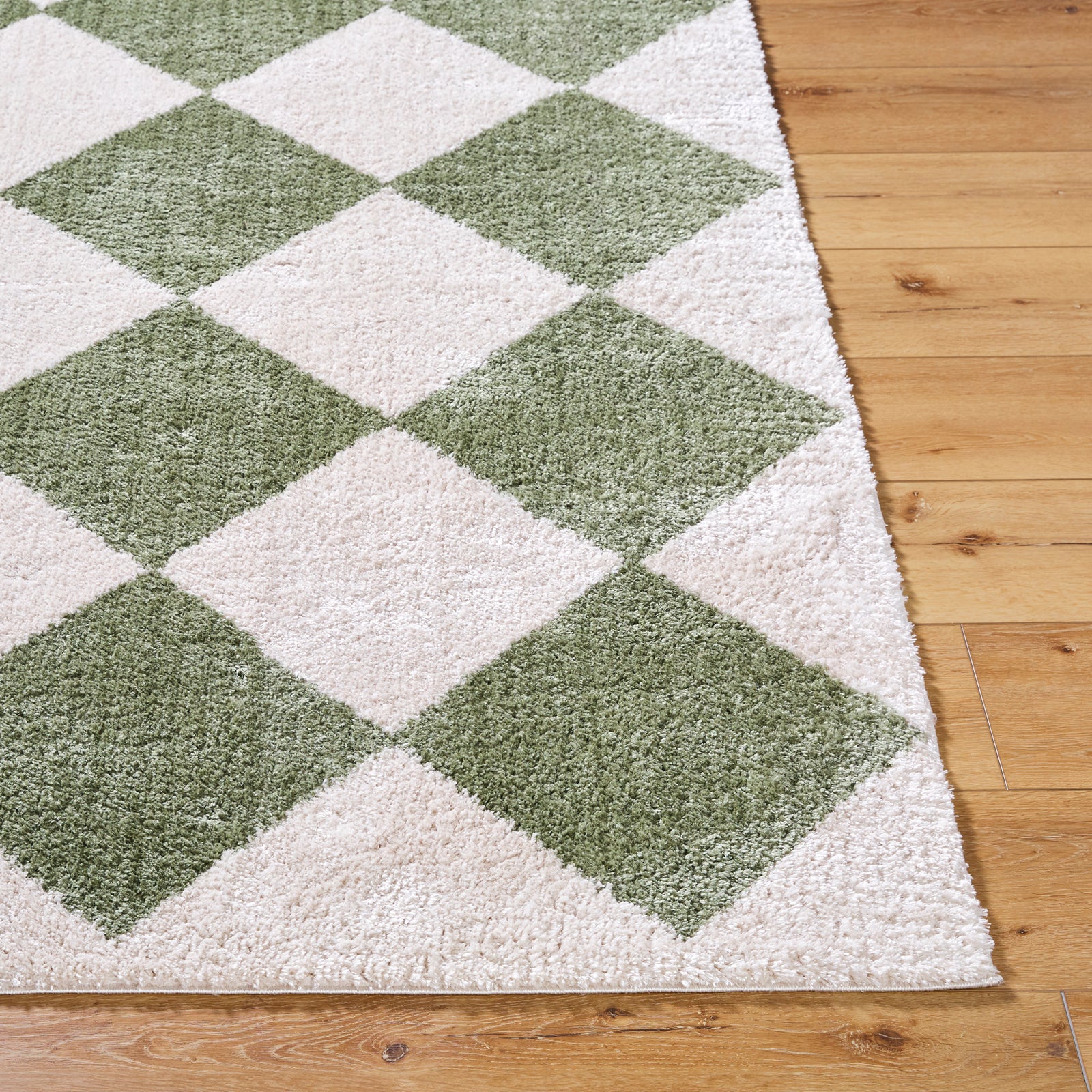 DELINE Machine Washable Modern Shaggy Grass Green Area Rug