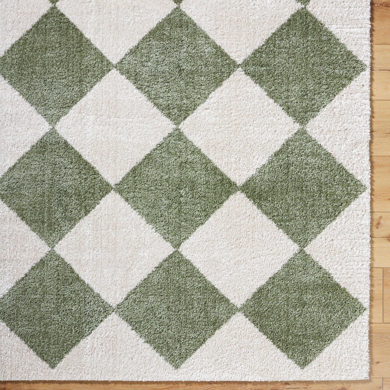 DELINE Machine Washable Modern Shaggy Grass Green Area Rug