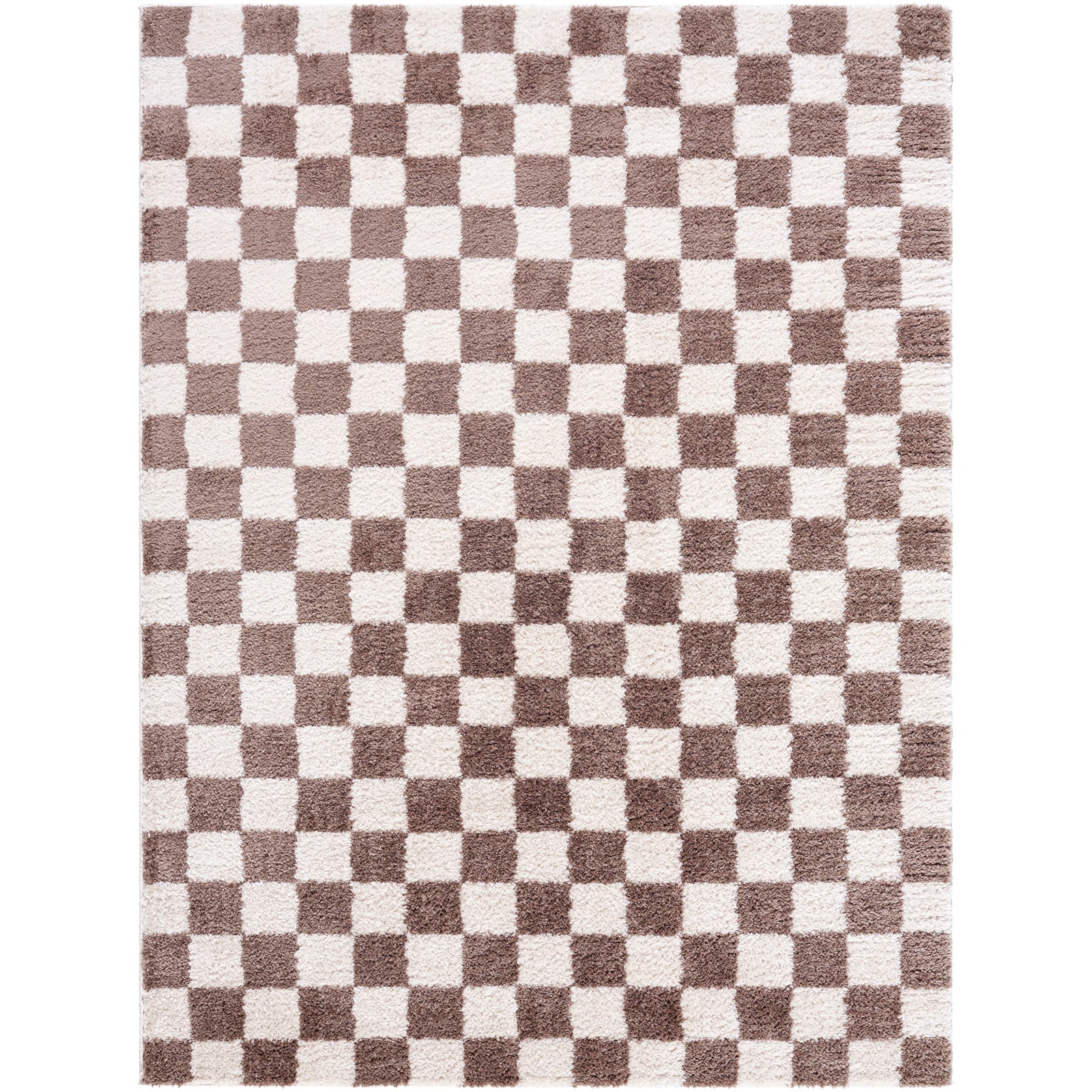 IZALINE Machine Washable Modern Shaggy Dark Brown Area Rug