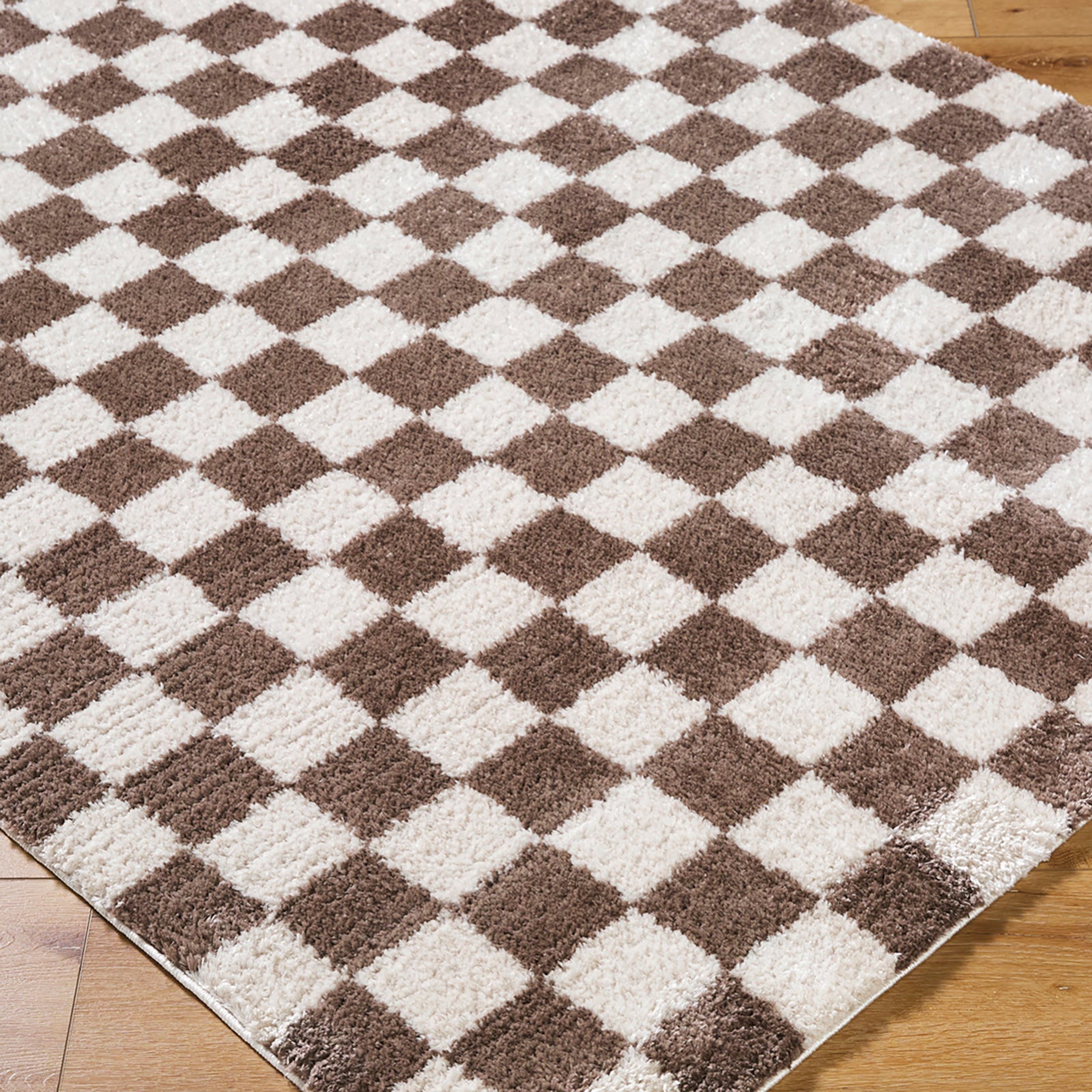 IZALINE Machine Washable Modern Shaggy Dark Brown Area Rug