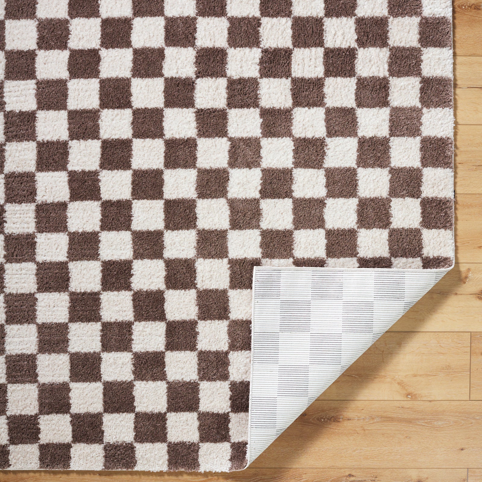 IZALINE Machine Washable Modern Shaggy Dark Brown Area Rug