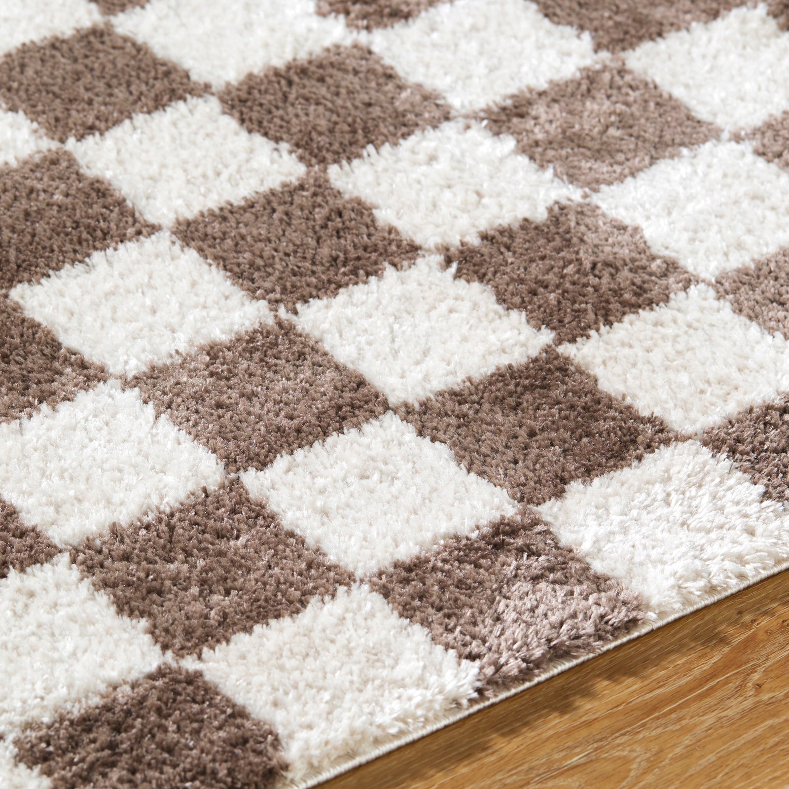 IZALINE Machine Washable Modern Shaggy Dark Brown Area Rug