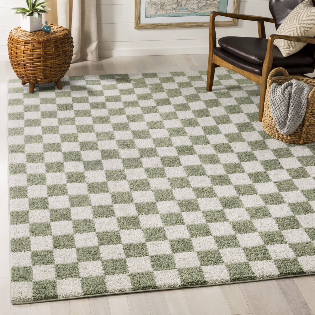 Fossay Shag Washable Checkered Rug