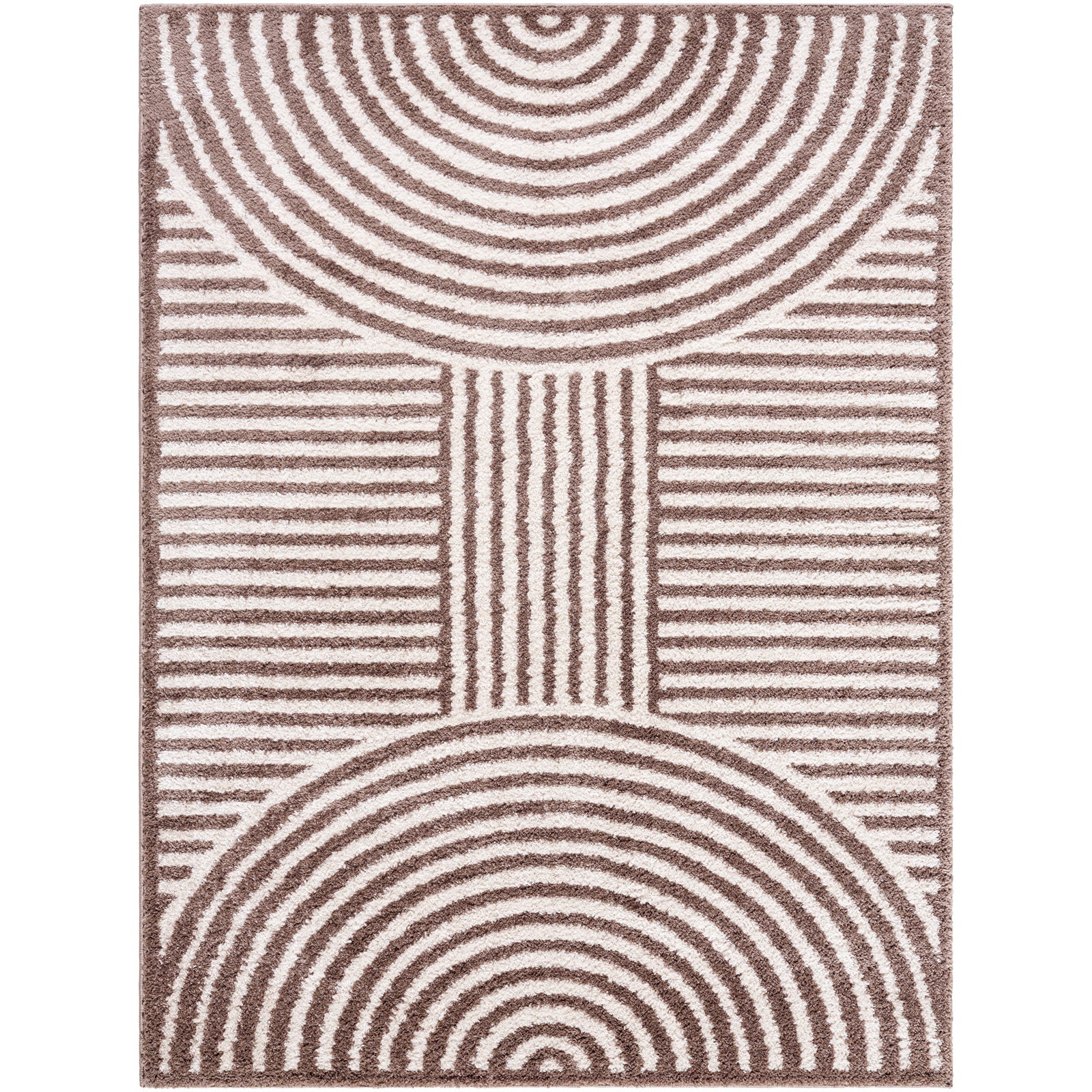 PAULINE Machine Washable Modern Shaggy Dark Brown Area Rug