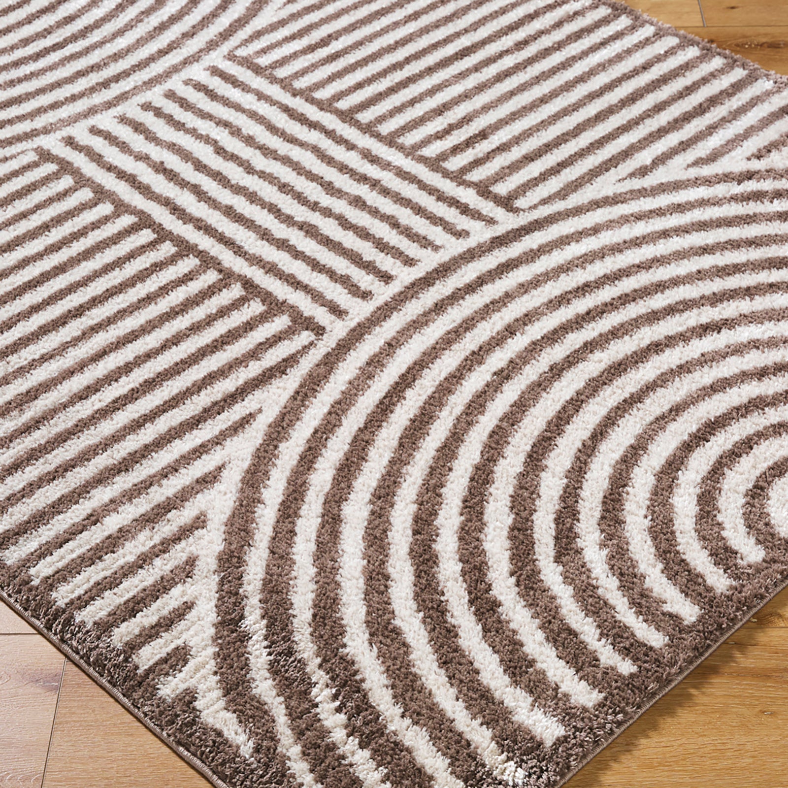 PAULINE Machine Washable Modern Shaggy Dark Brown Area Rug