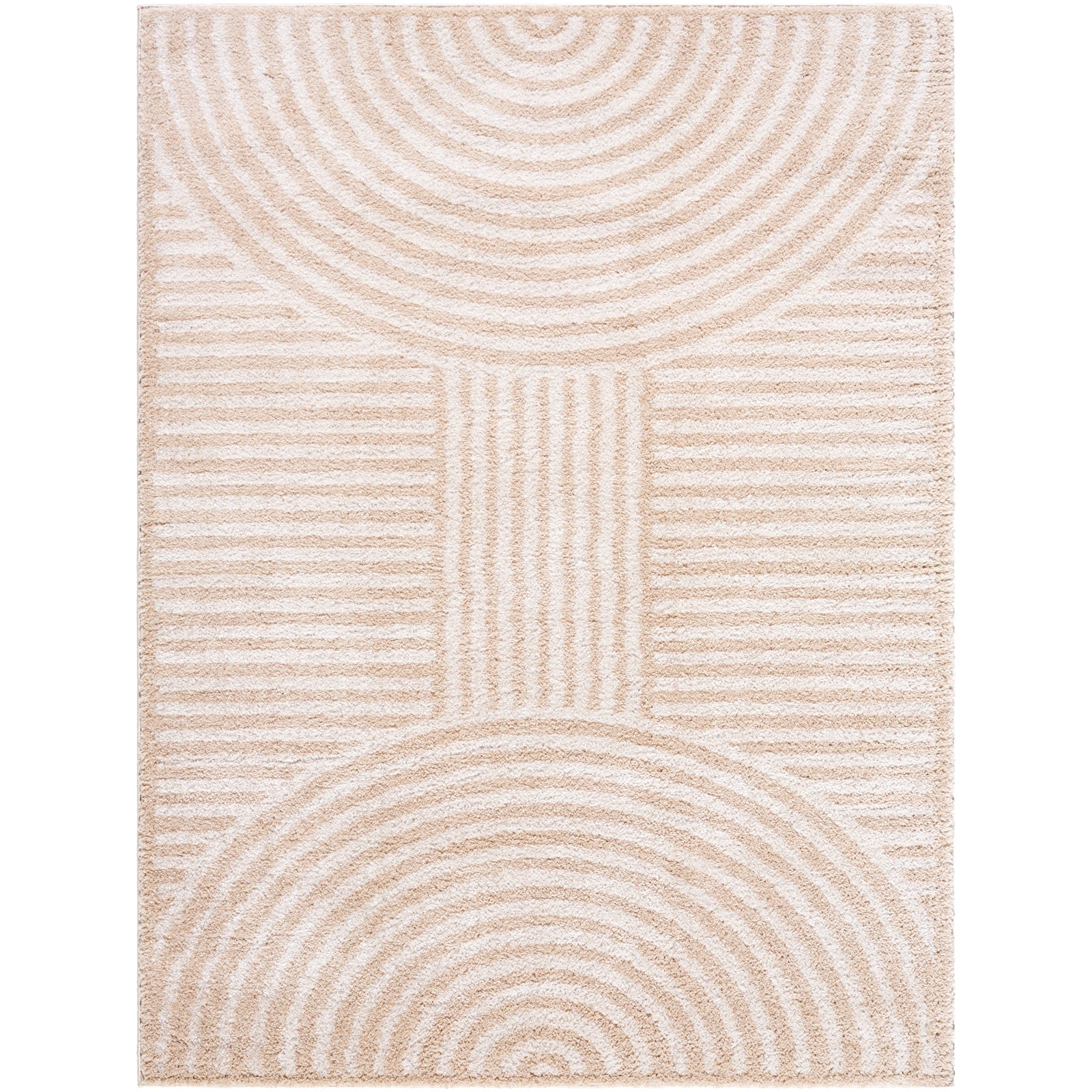 PAULINE Machine Washable Modern Shaggy Beige Area Rug