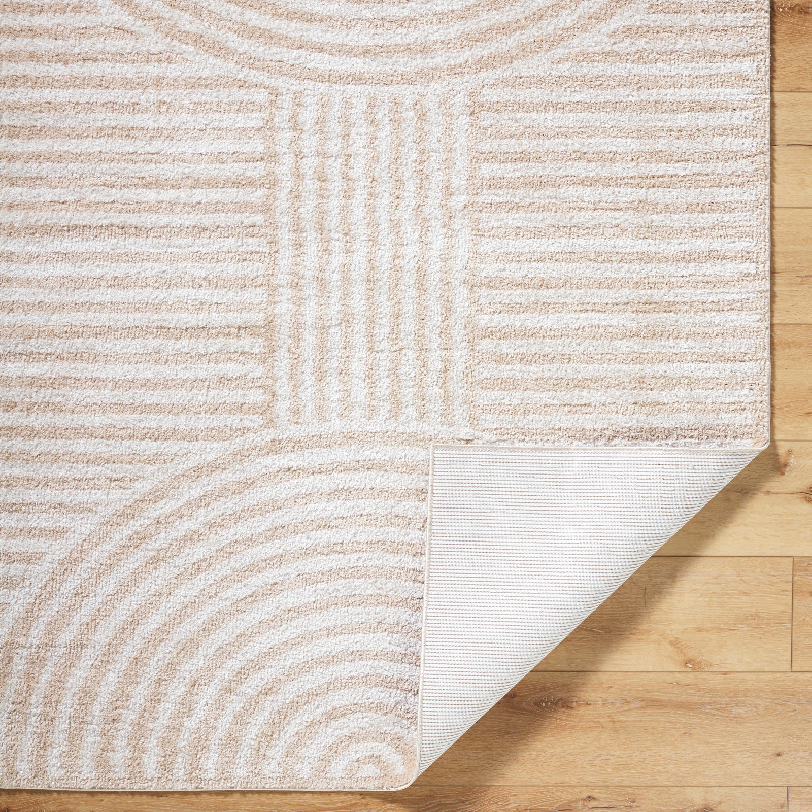 PAULINE Machine Washable Modern Shaggy Beige Area Rug