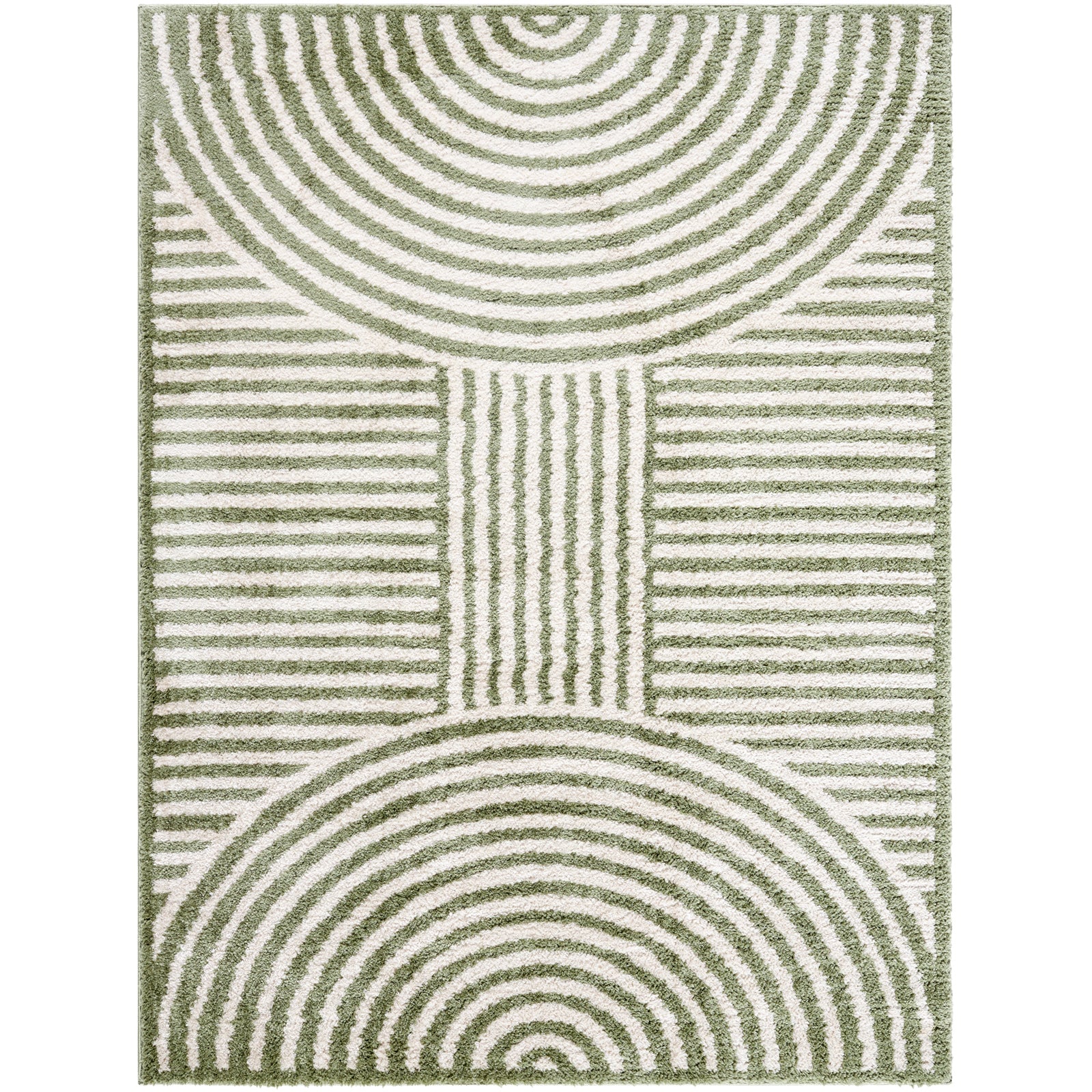 PAULINE Machine Washable Modern Shaggy Grass Green Area Rug