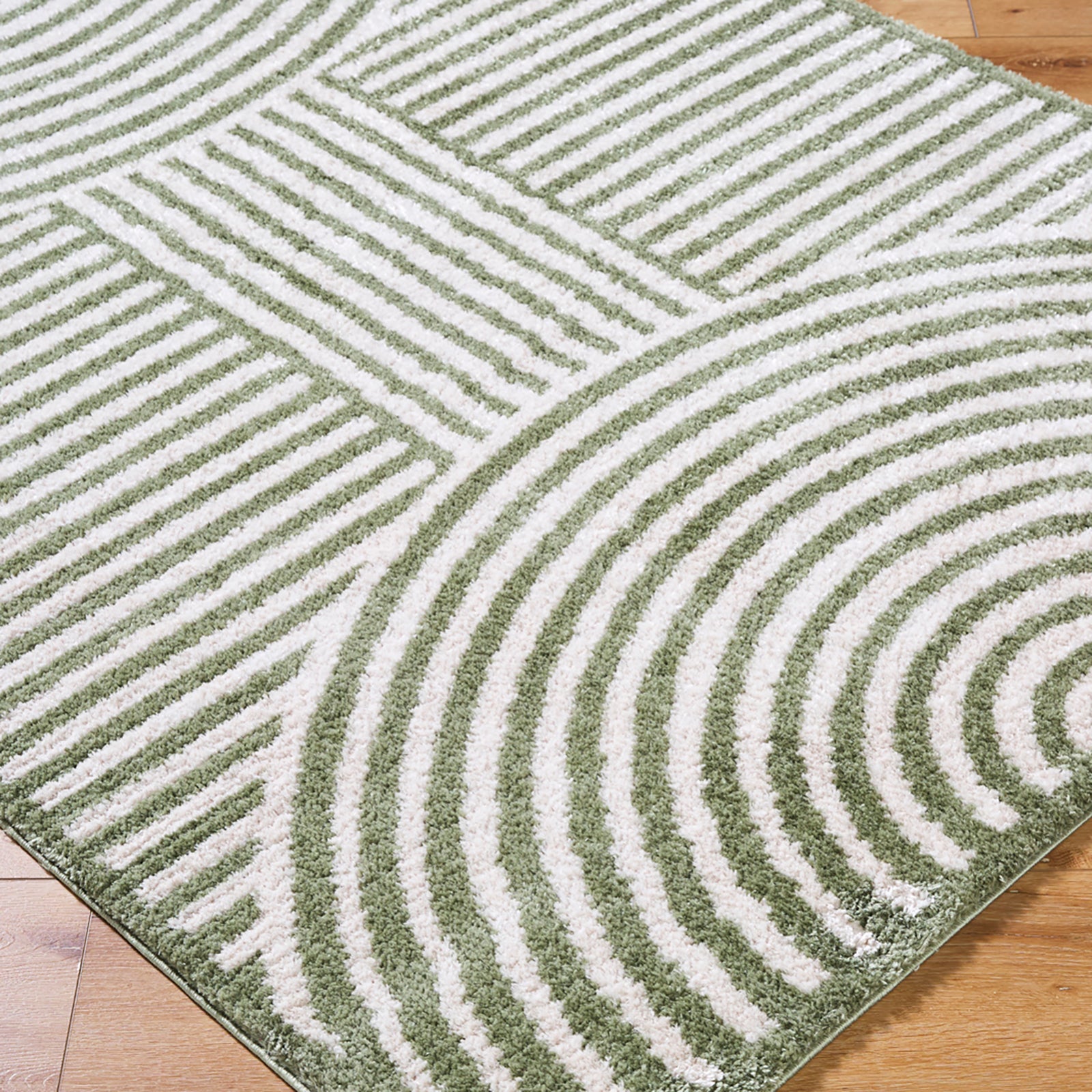 PAULINE Machine Washable Modern Shaggy Grass Green Area Rug