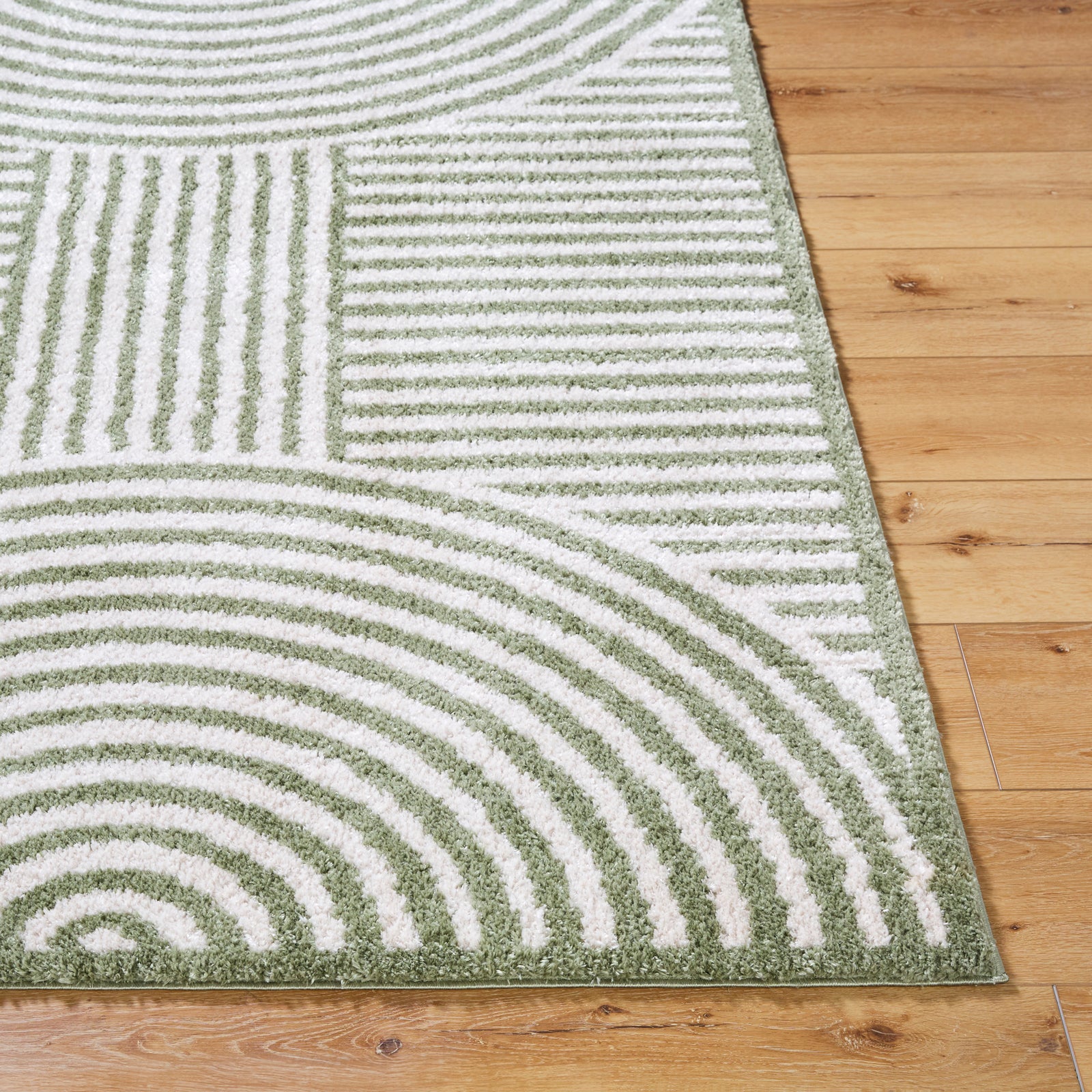 PAULINE Machine Washable Modern Shaggy Grass Green Area Rug