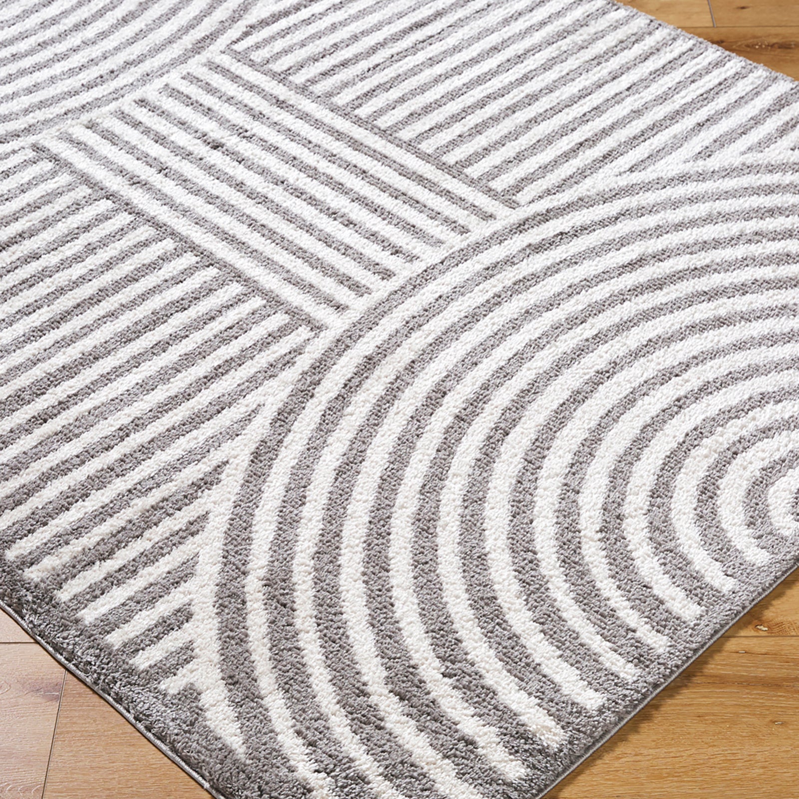 PAULINE Machine Washable Modern Shaggy Charcoal Area Rug