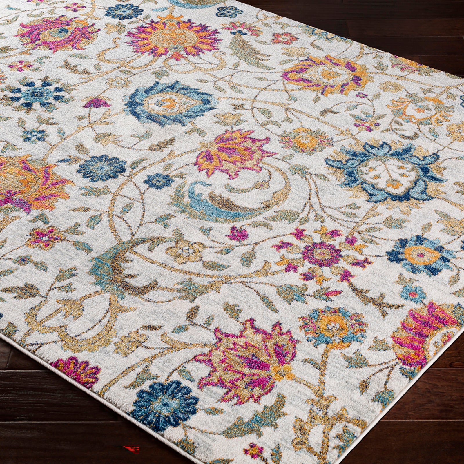 Harput Vintage Beige Blue Orange Yellow Traditional Boho Living Rug