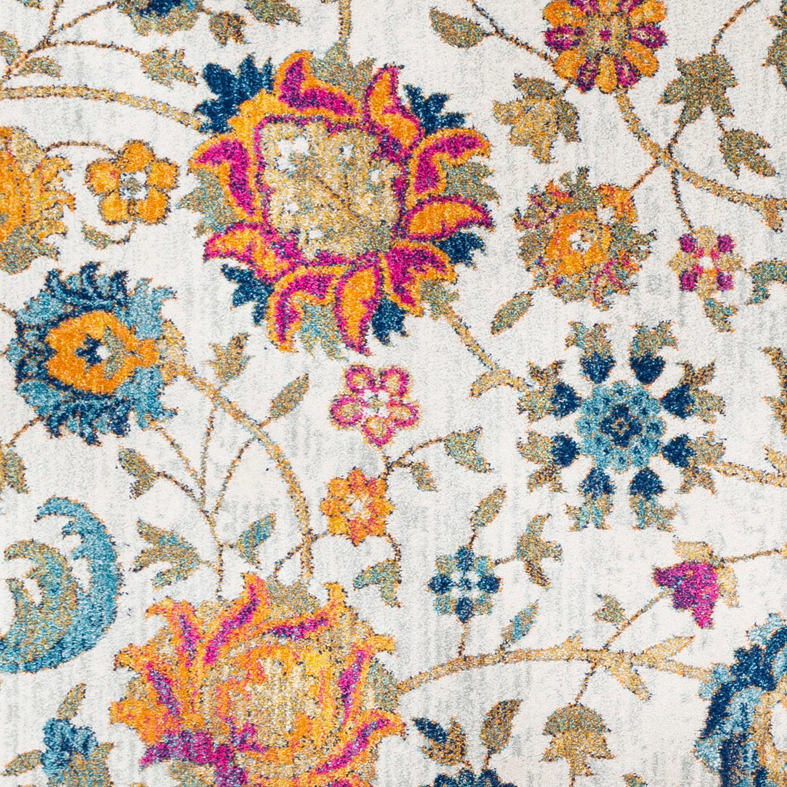 Harput Vintage Beige Blue Orange Yellow Traditional Boho Living Rug