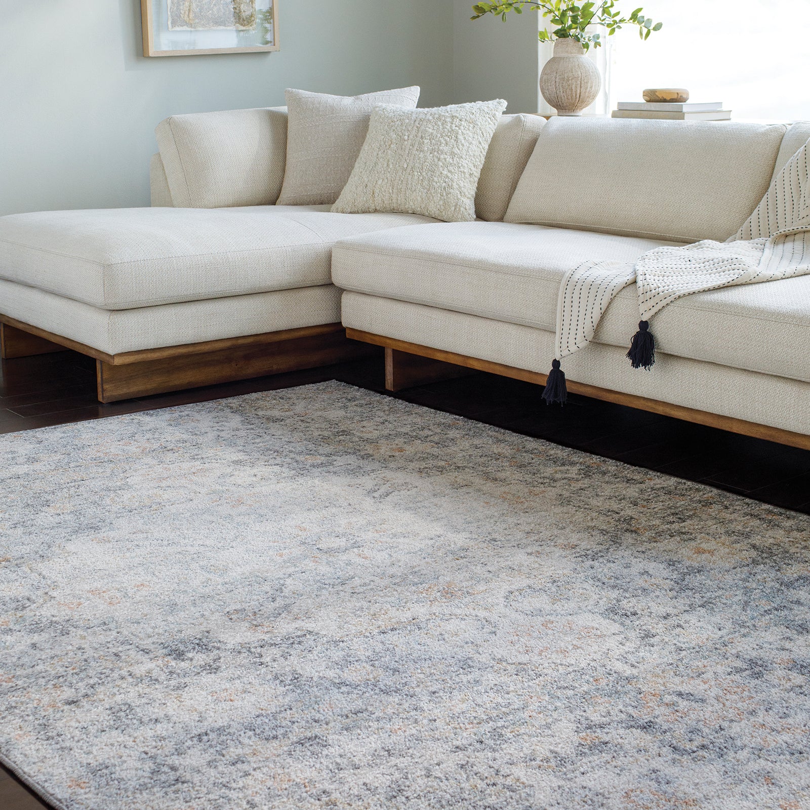 LOU Vintage Traditional Oriental Boho Blue Area Rug