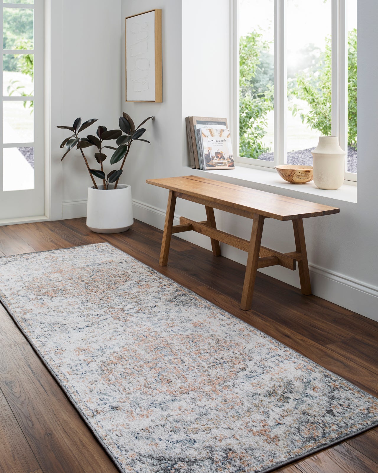 LOU Vintage Traditional Oriental Boho Blue Area Rug