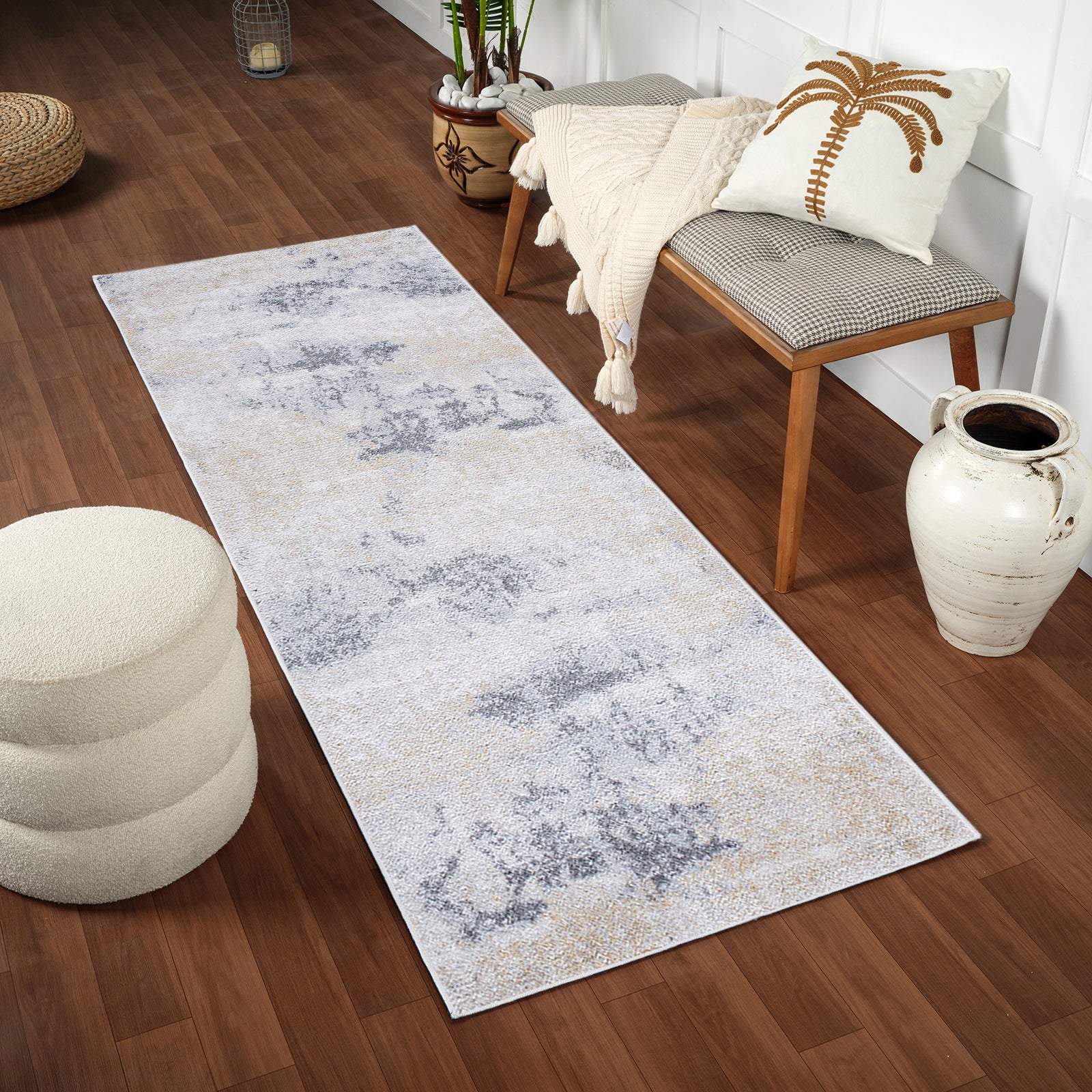 EDITH Abstract Modern Marble Charcoal/Amber Area Rug