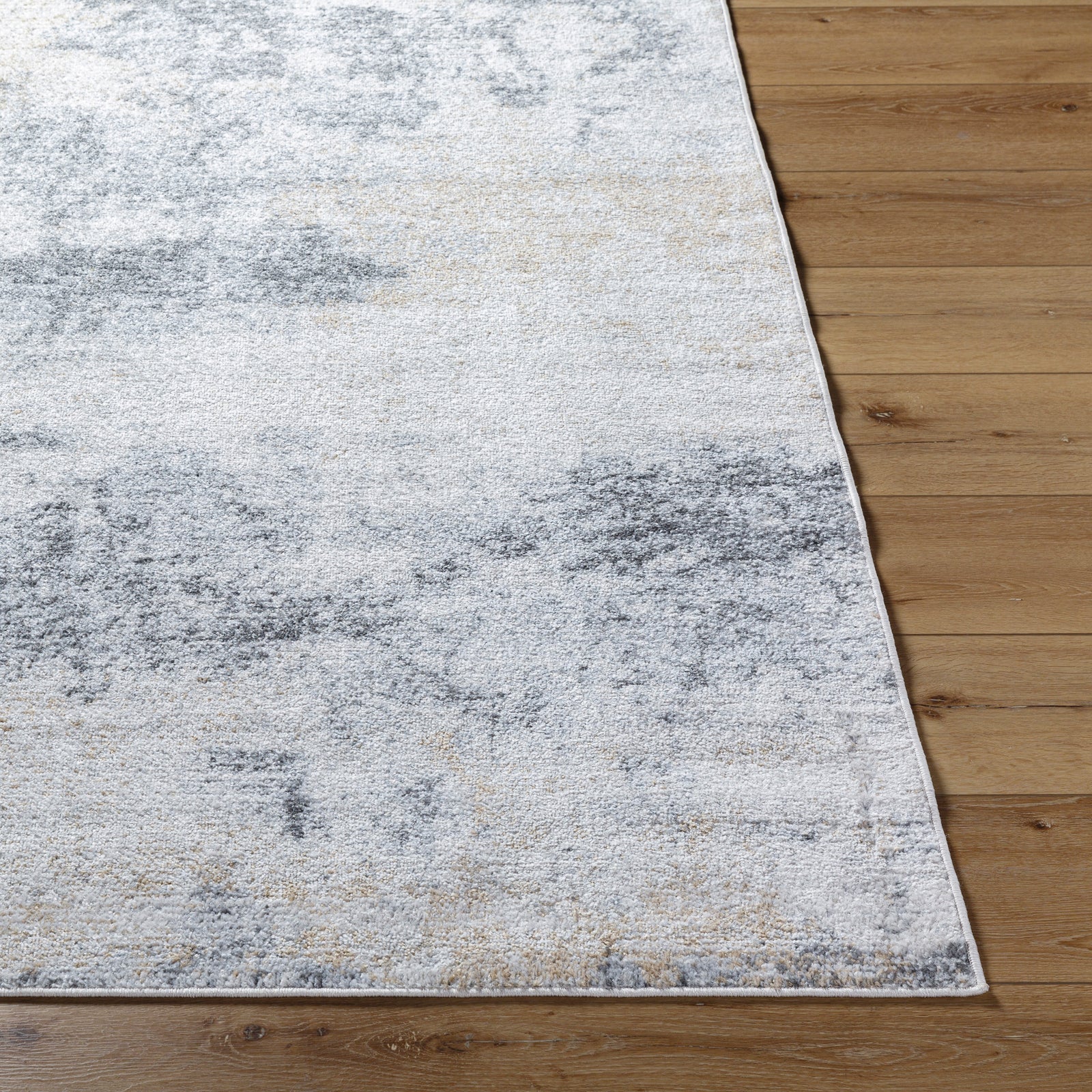 EDITH Abstract Modern Marble Charcoal/Amber Area Rug