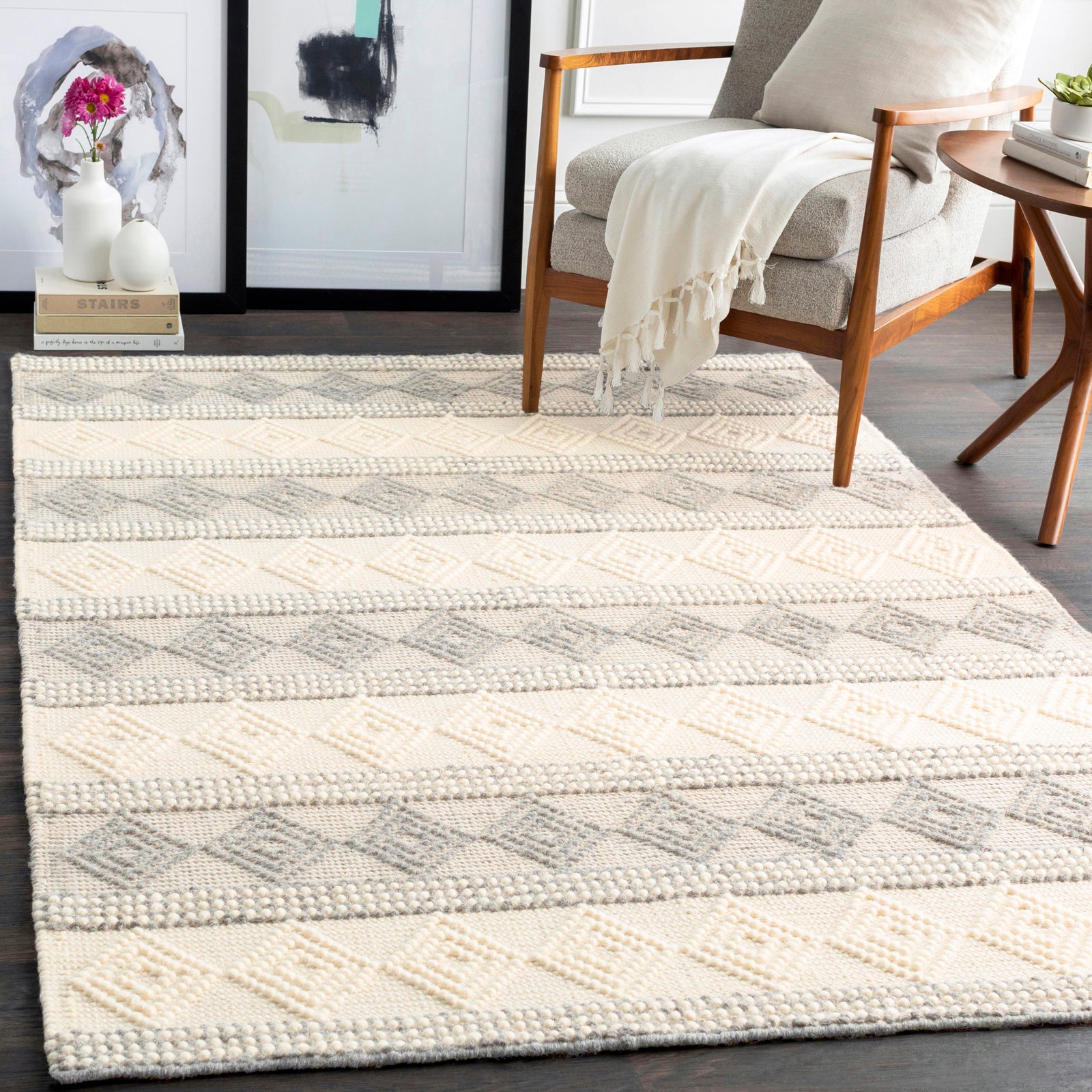 TARINI Hand-Woven Cottage Wool Charcoal Area Rug