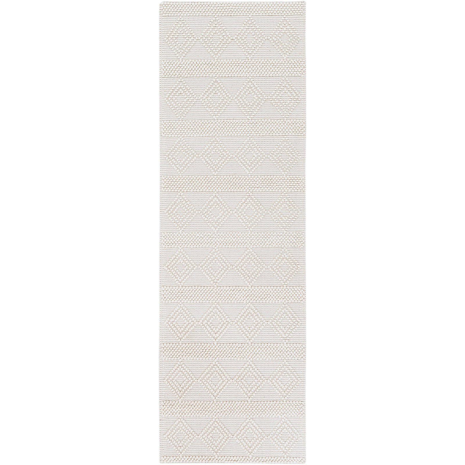 TARINI Hand-Woven Cottage Wool White Runner Rug