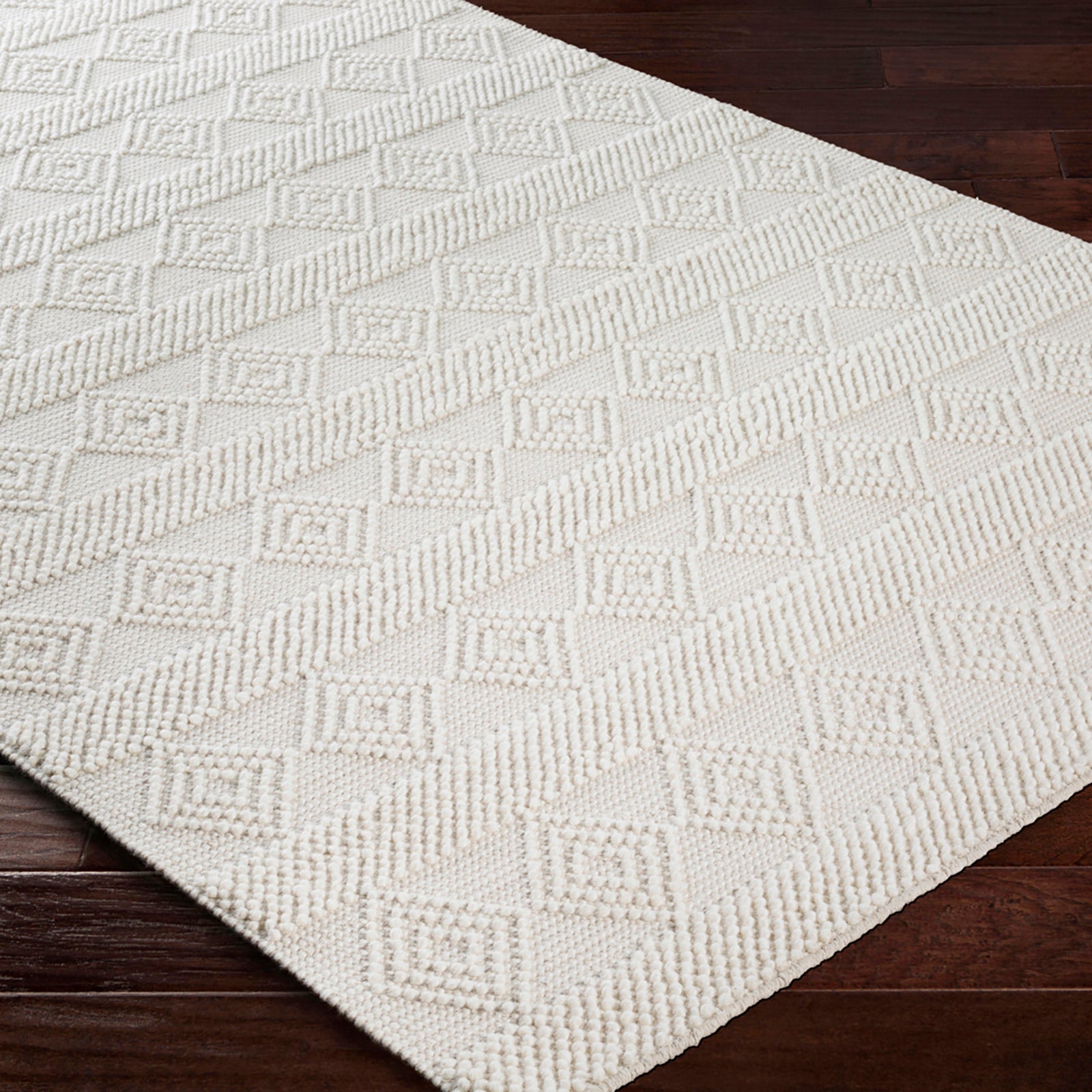 TARINI Hand-Woven Cottage Wool White Runner Rug