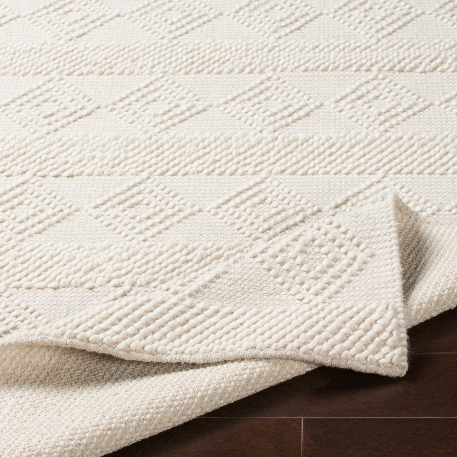 TARINI Hand-Woven Cottage Wool White Runner Rug