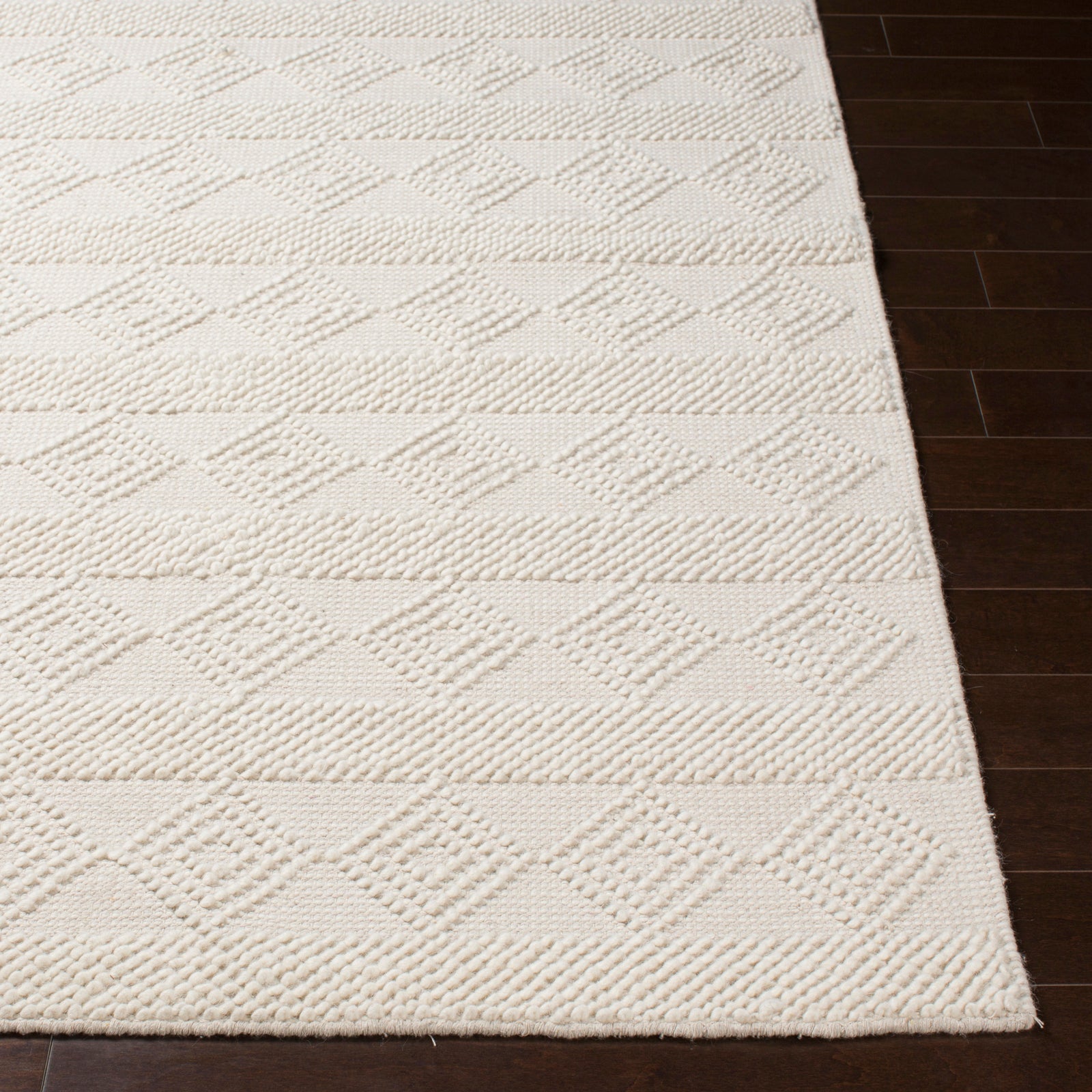 TARINI Hand-Woven Cottage Wool White Runner Rug