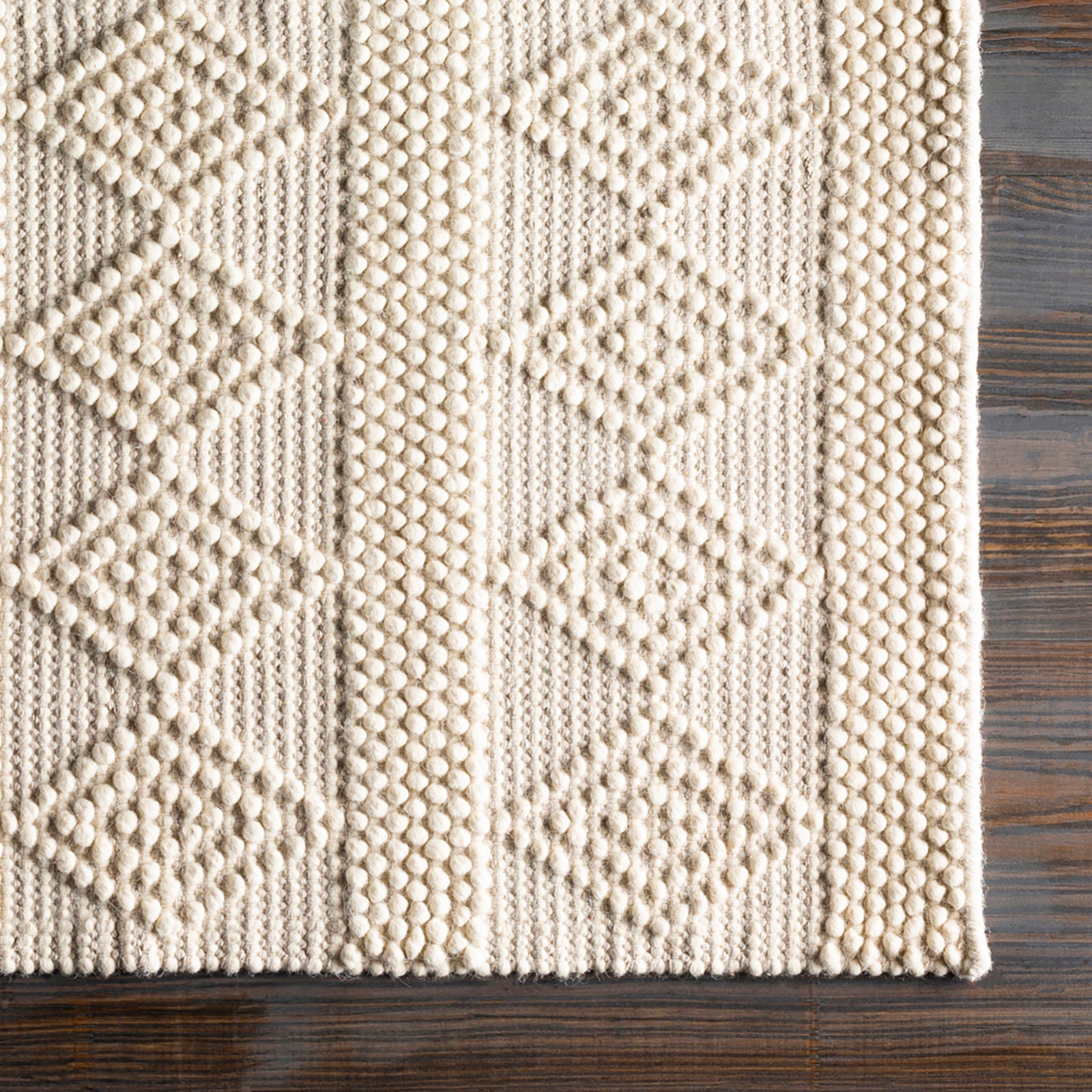TARINI Hand-Woven Cottage Wool White Runner Rug