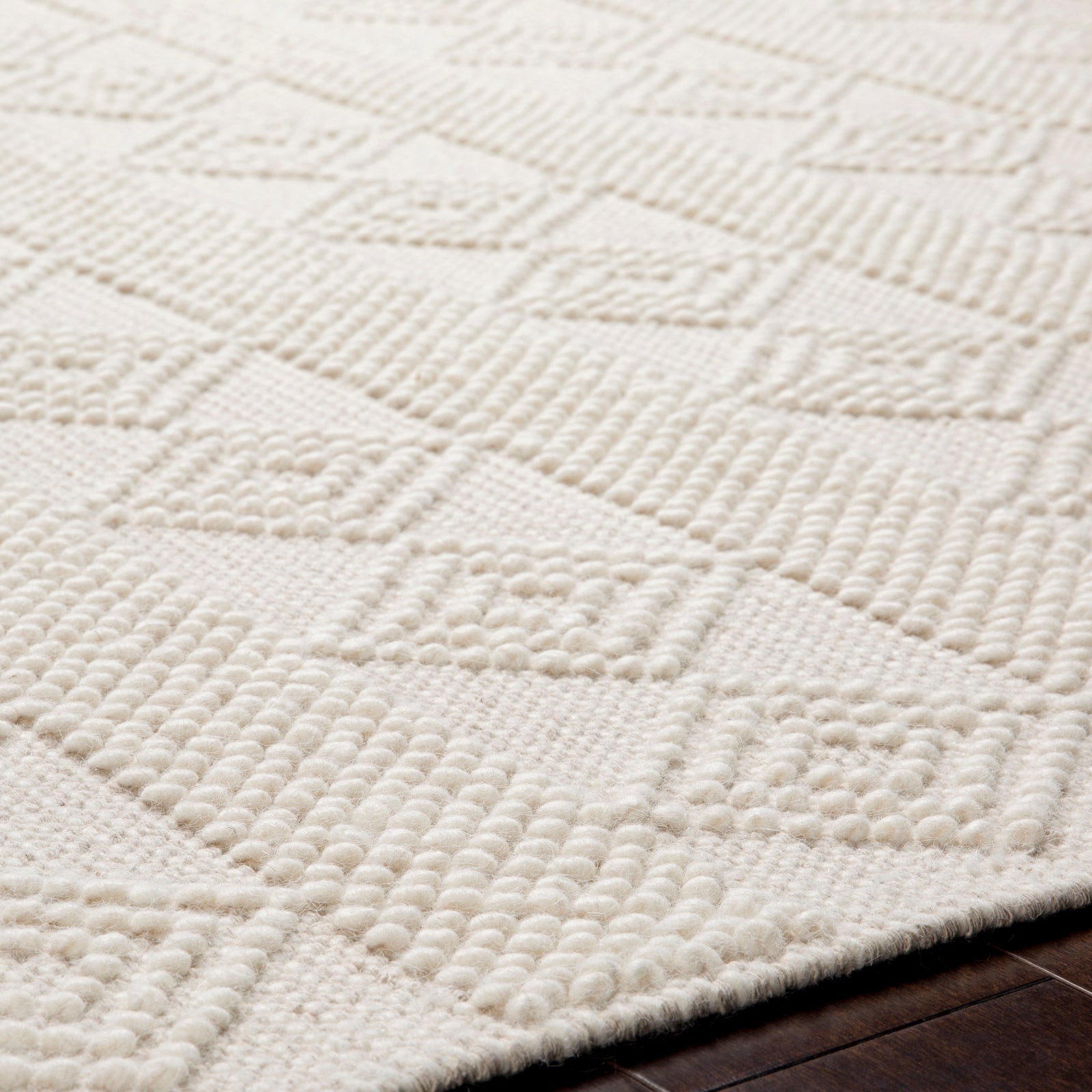 TARINI Hand-Woven Cottage Wool White Runner Rug