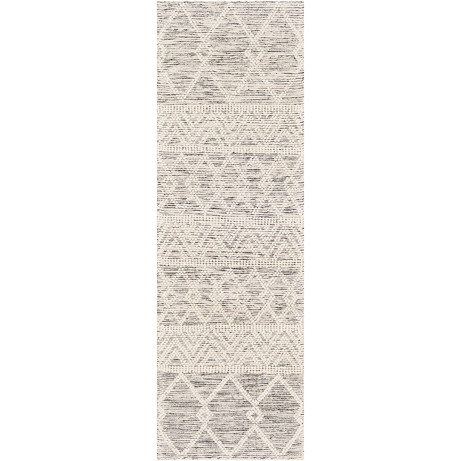 ISHANI Hand-Woven Global Wool Charcoal Runner Rug