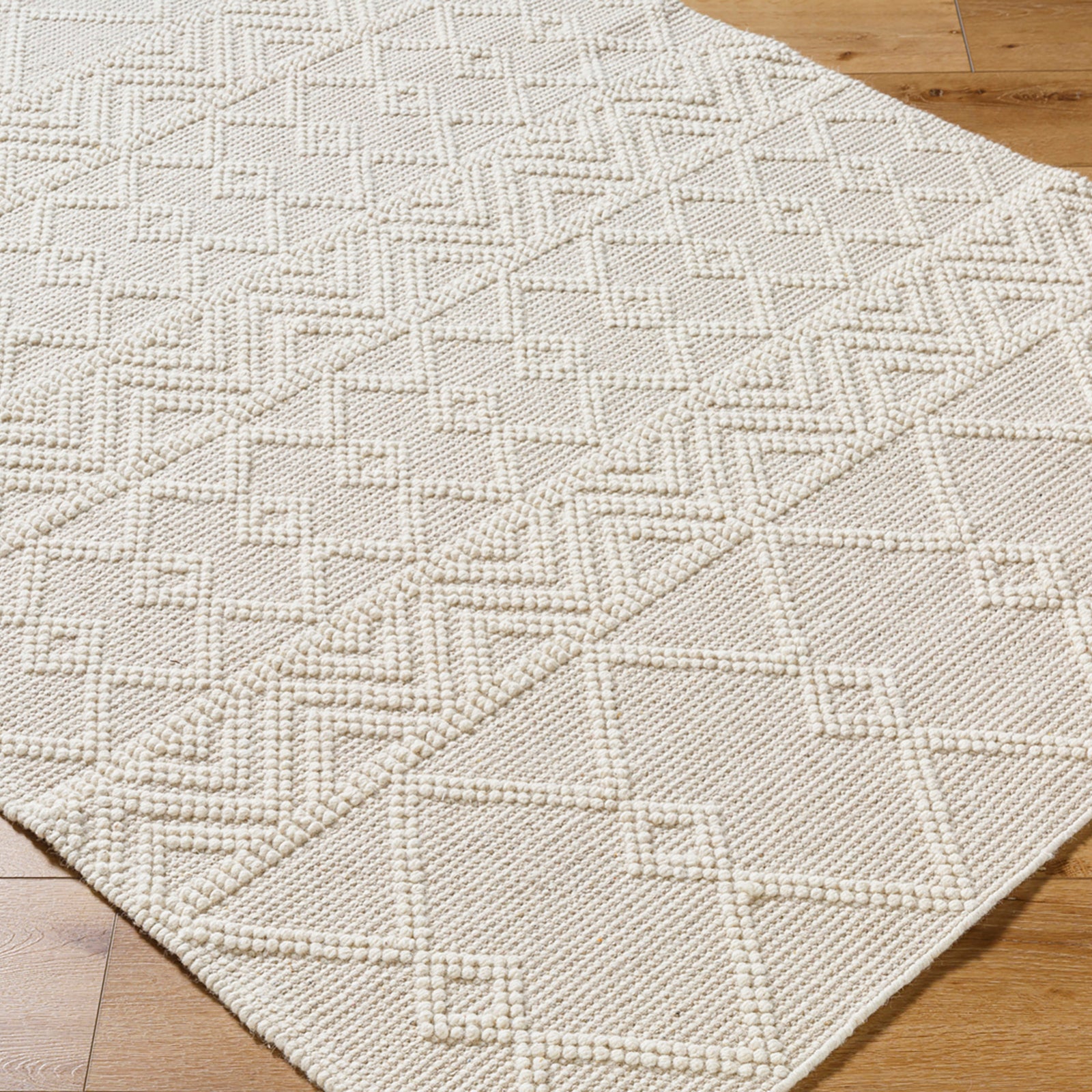 ISHANI Hand-Woven Global Wool Beige Area Rug
