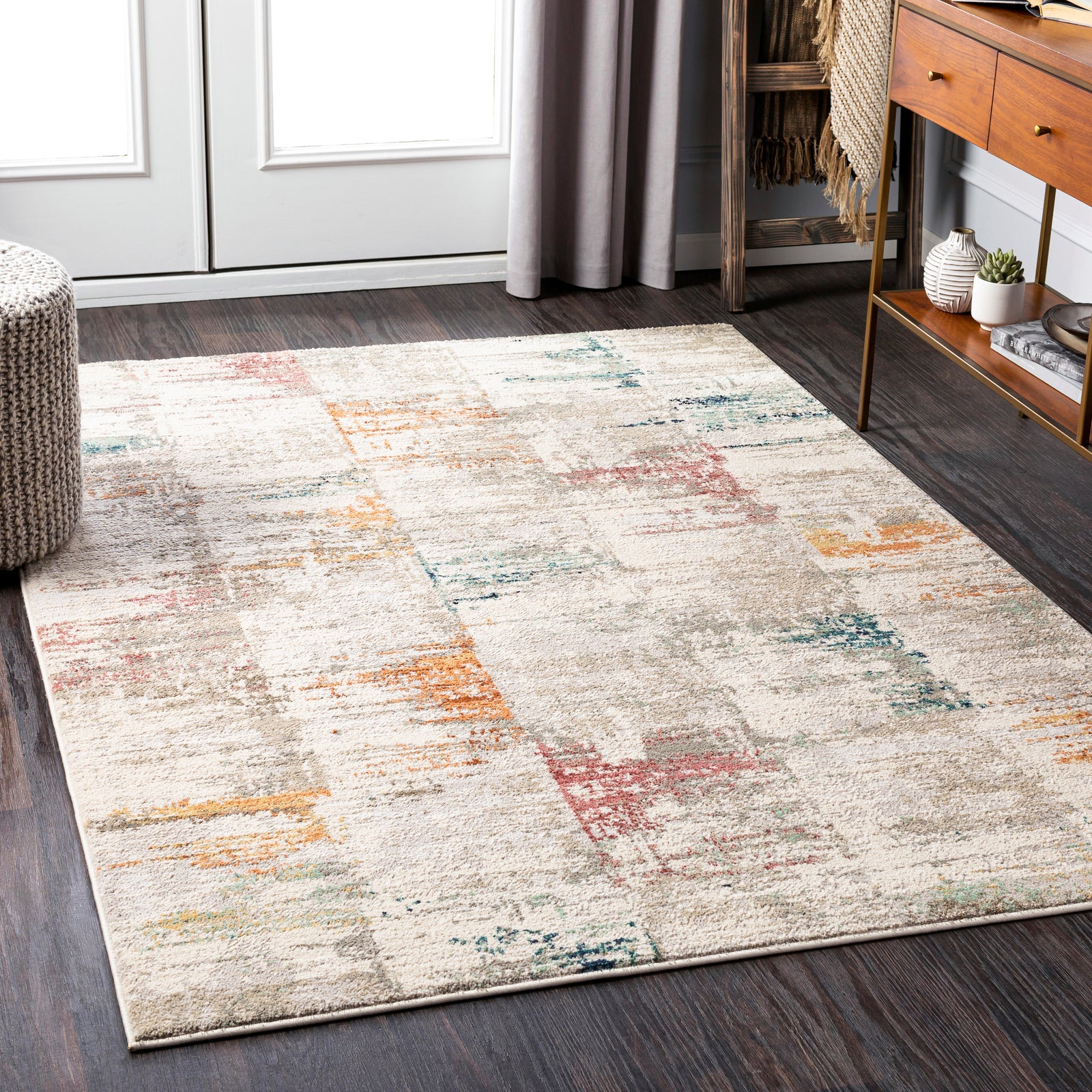 EDDIE Abstract Modern Marble Light Grey Area Rug