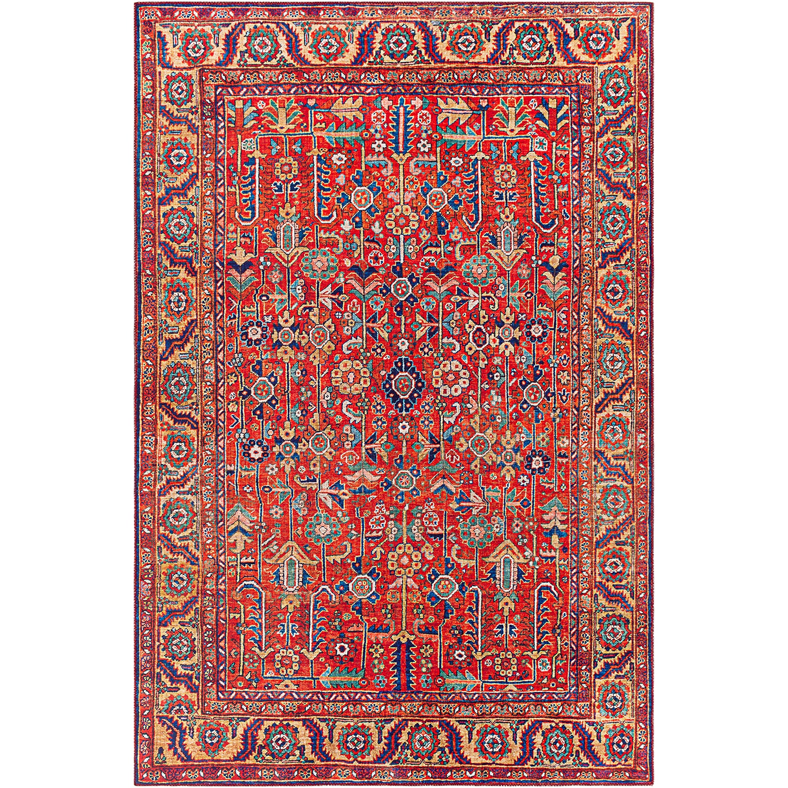 DOINA Vintage Oriental Boho Sky Blue Area Rug