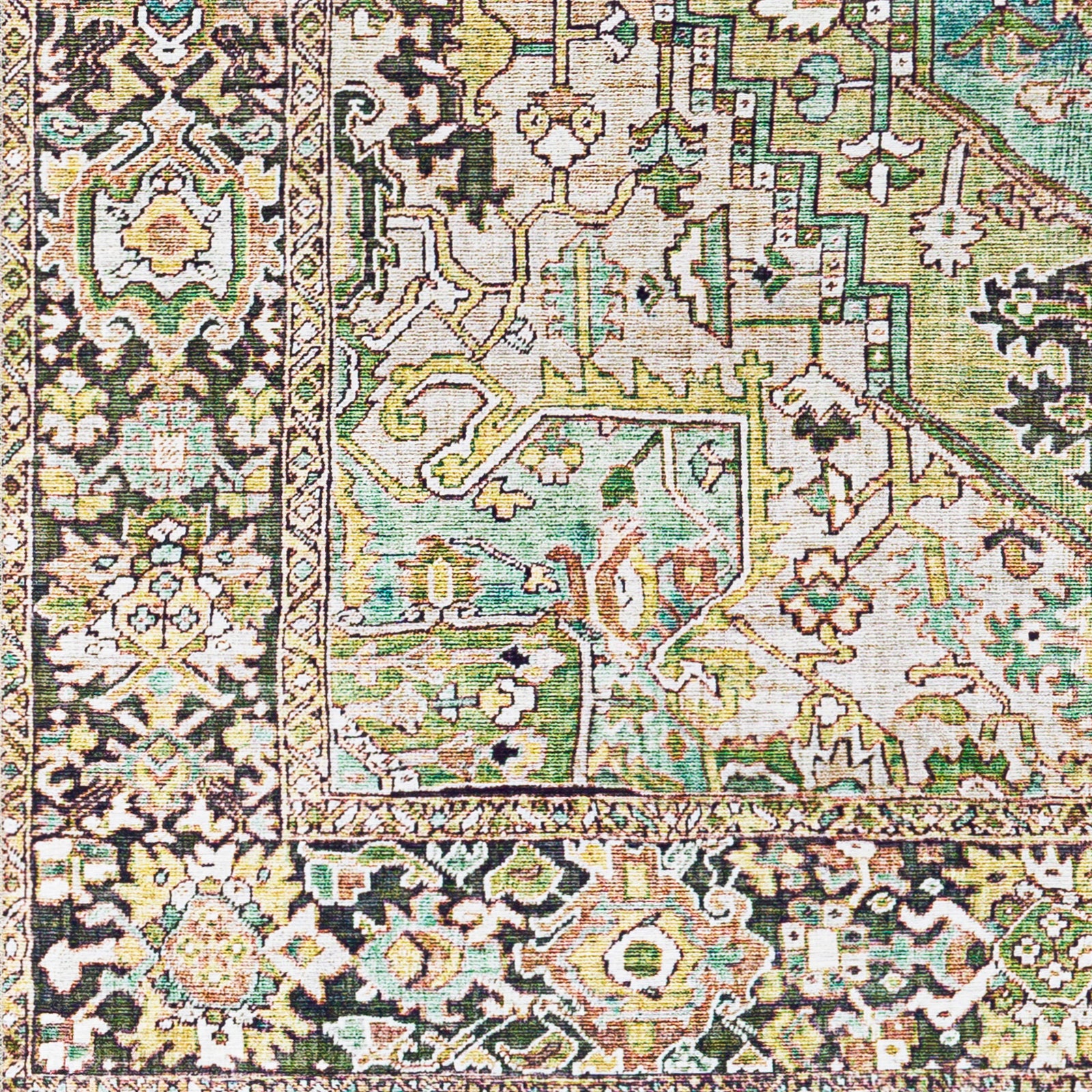 VIORRICA Vintage Oriental Boho Dark Green Runner Rug
