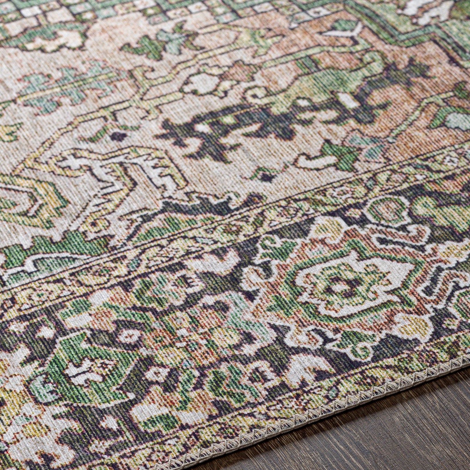 VIORRICA Vintage Oriental Boho Dark Green Runner Rug