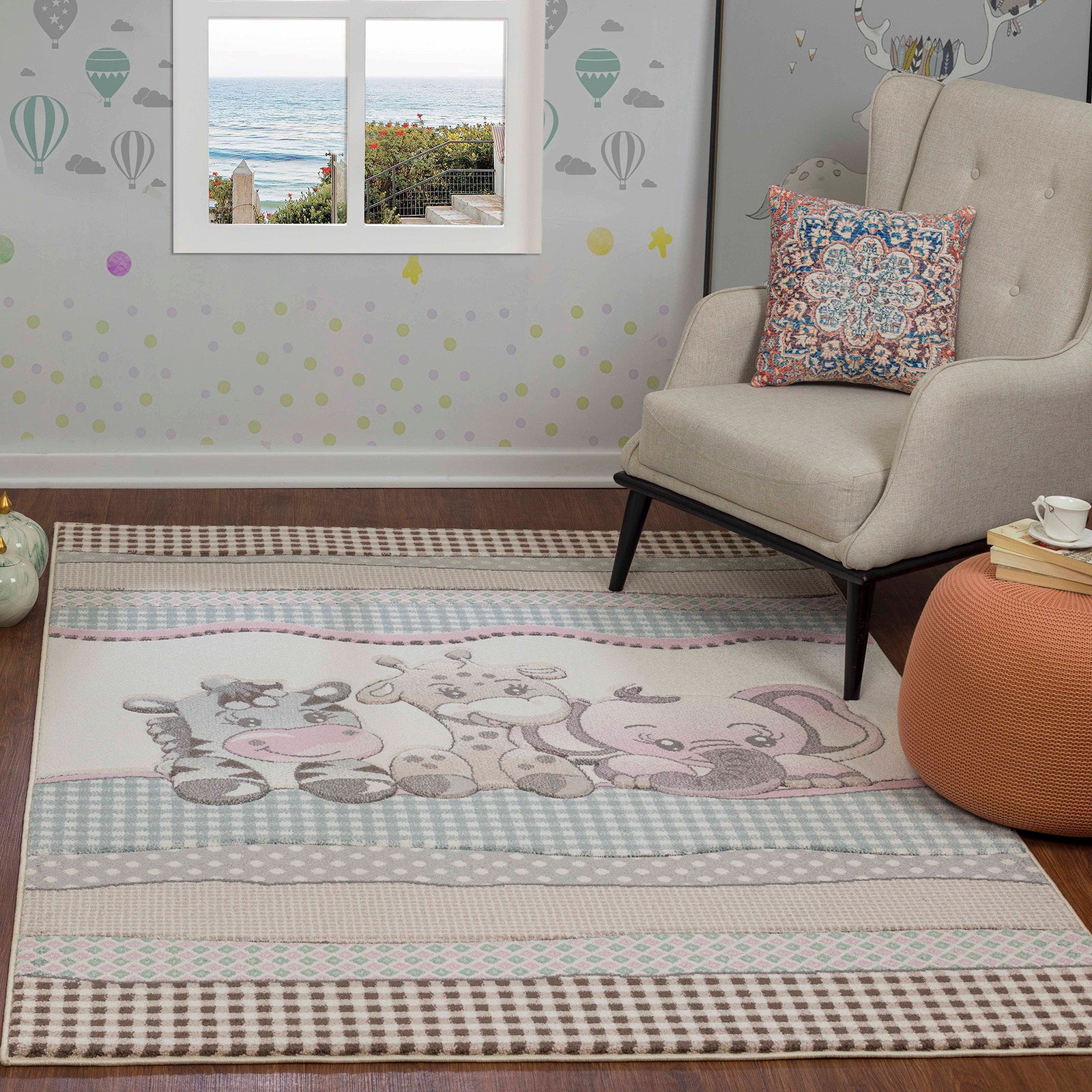 CUTE ZOO Kids' Bedroom & Playroom Rug