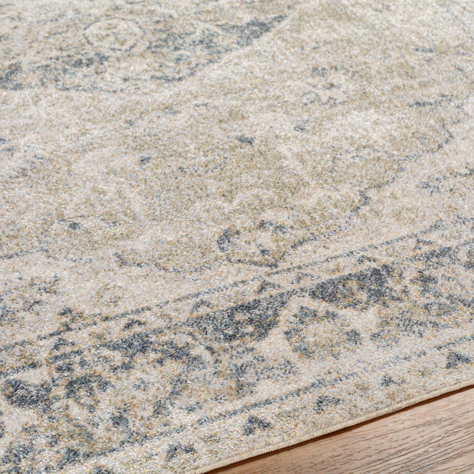 Machine Washable Traditionnal Boho Olive/Dark Blue Rug