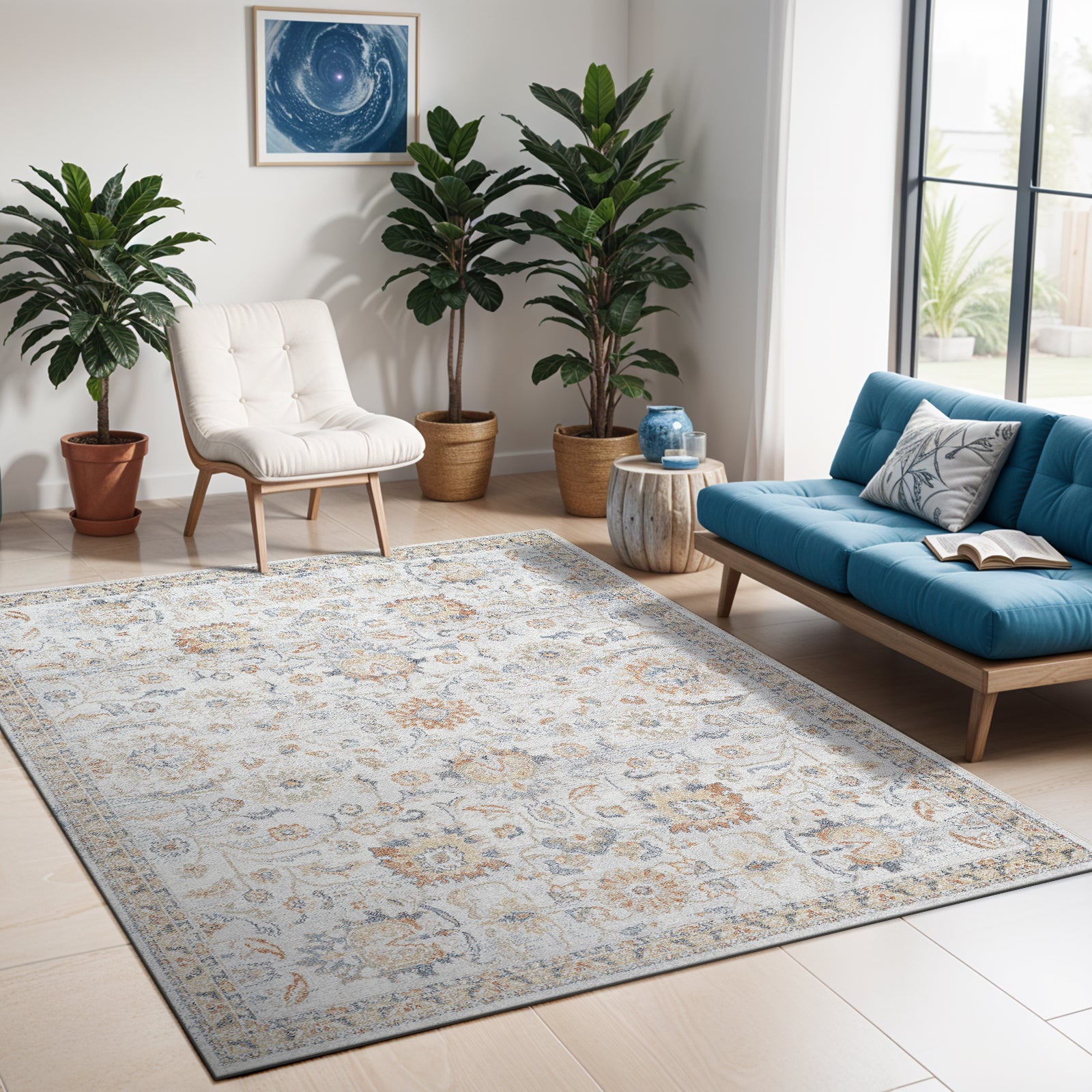 ESTHER Machine Washable Vintage Area Rug
