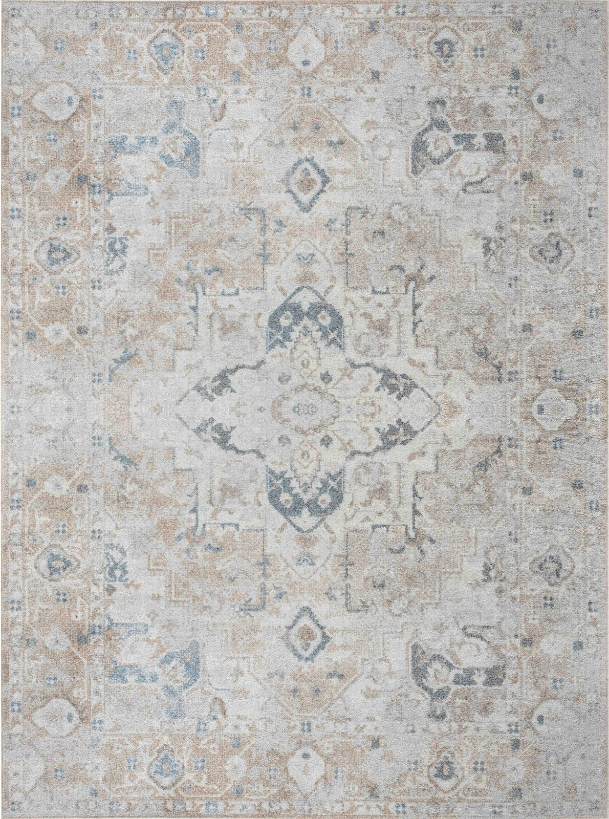 RIVER Machine Washable Traditional Boho Brown Area Rug