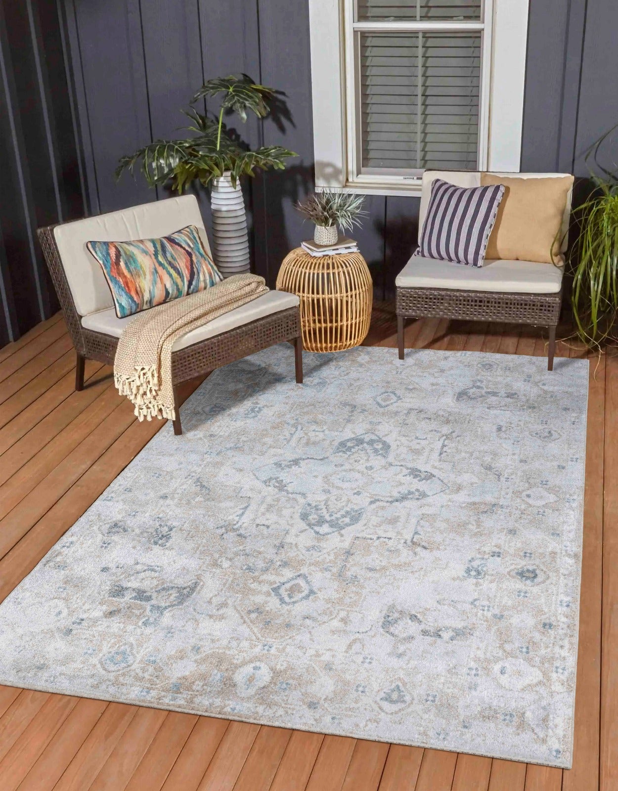 RIVER Machine Washable Traditional Boho Brown Area Rug