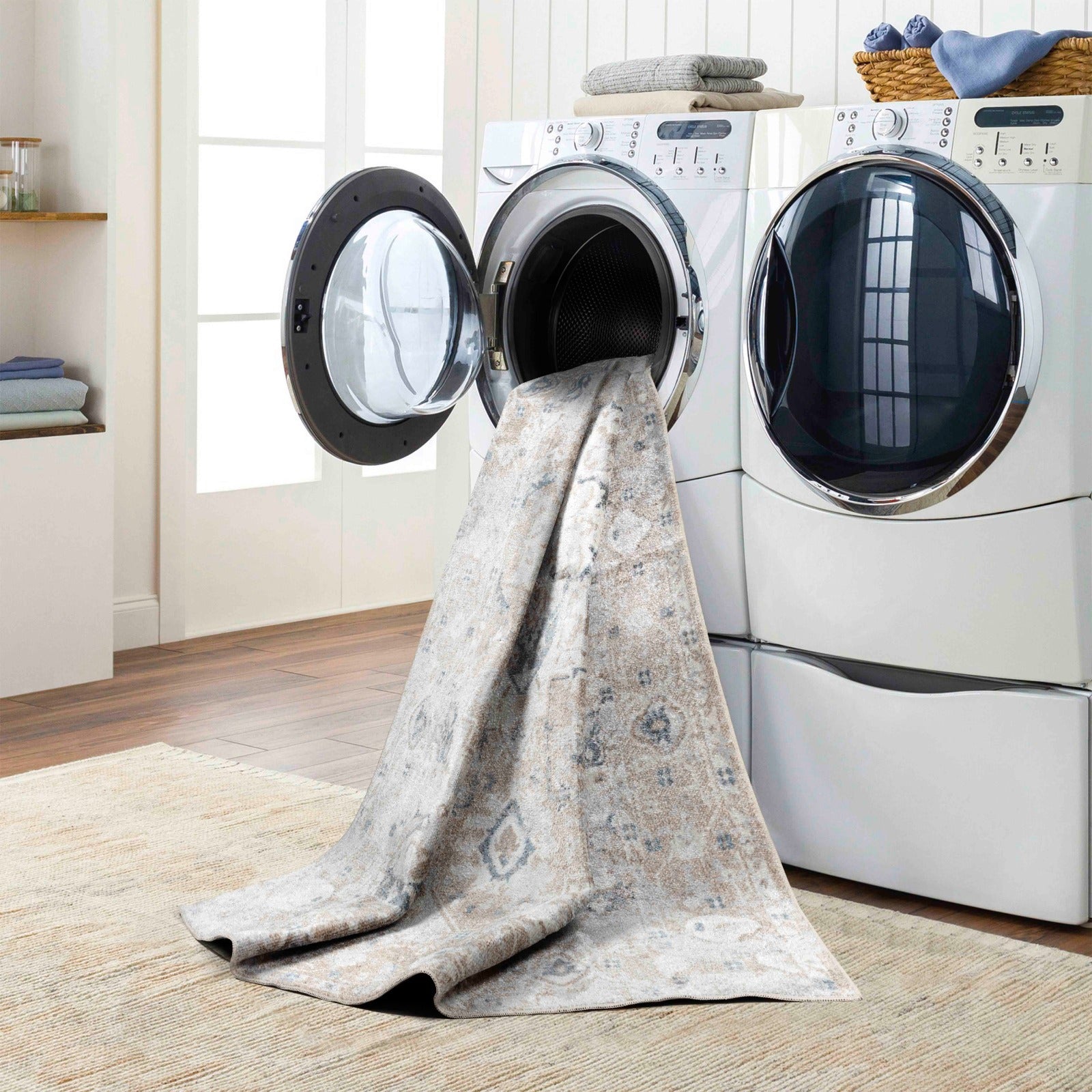 RIVER Machine Washable Traditional Boho Brown Area Rug